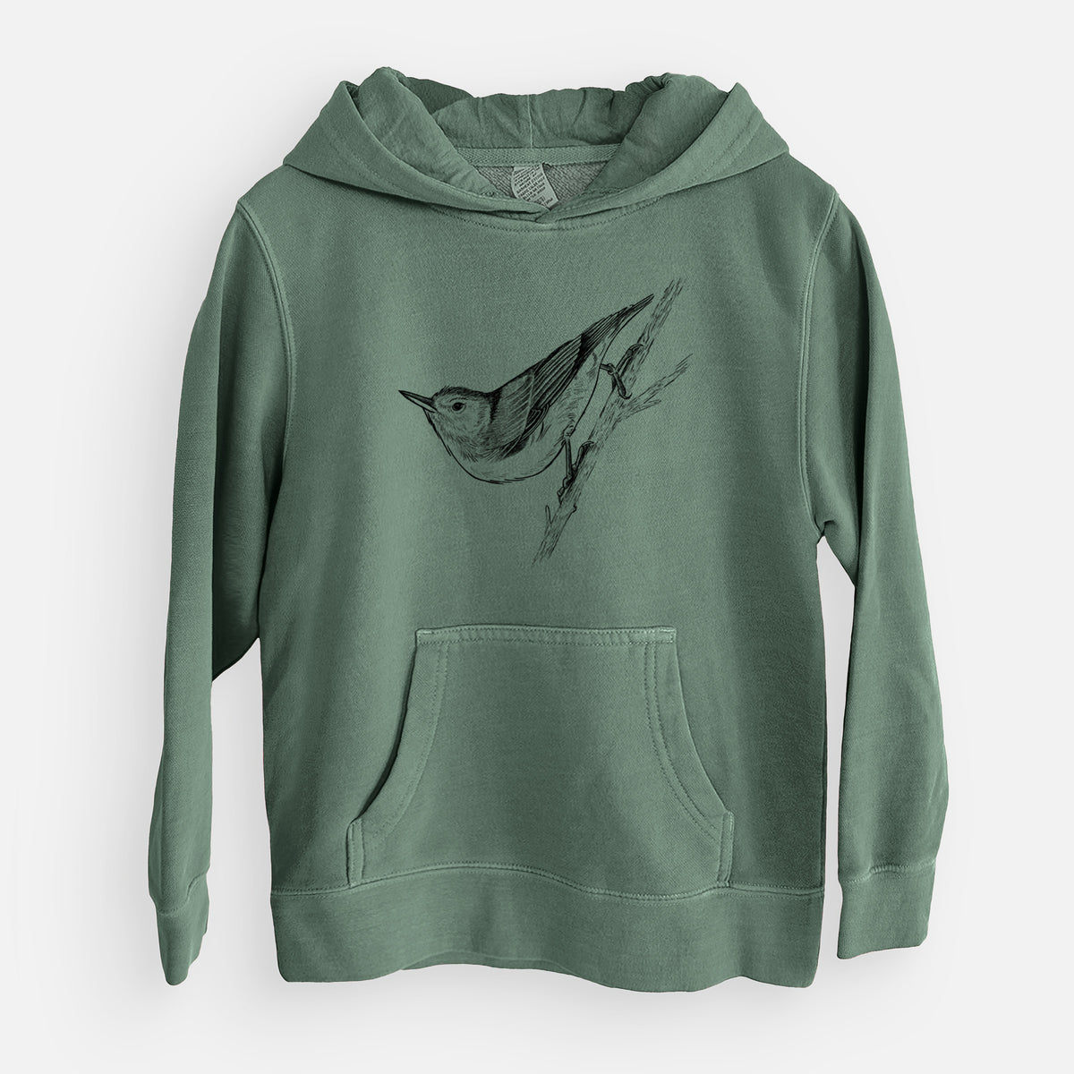 White-breasted Nuthatch - Sitta carolinensis - Youth Pigment Dyed Hoodie