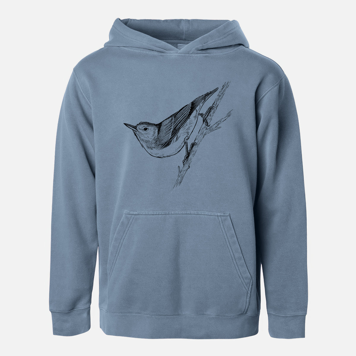 White-breasted Nuthatch - Sitta carolinensis - Youth Pigment Dyed Hoodie