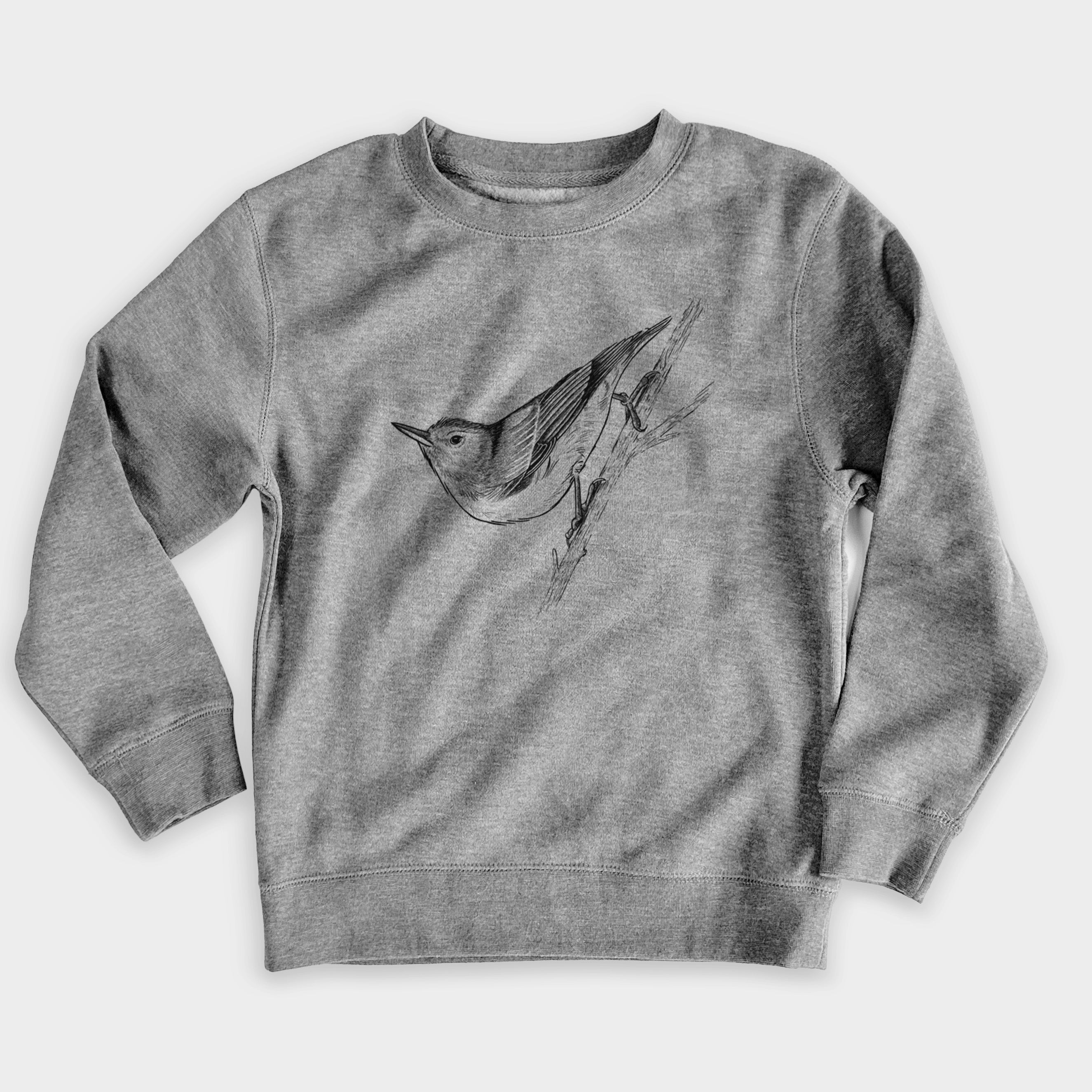 White-breasted Nuthatch - Sitta carolinensis - Youth Lightweight Crewneck Sweatshirt