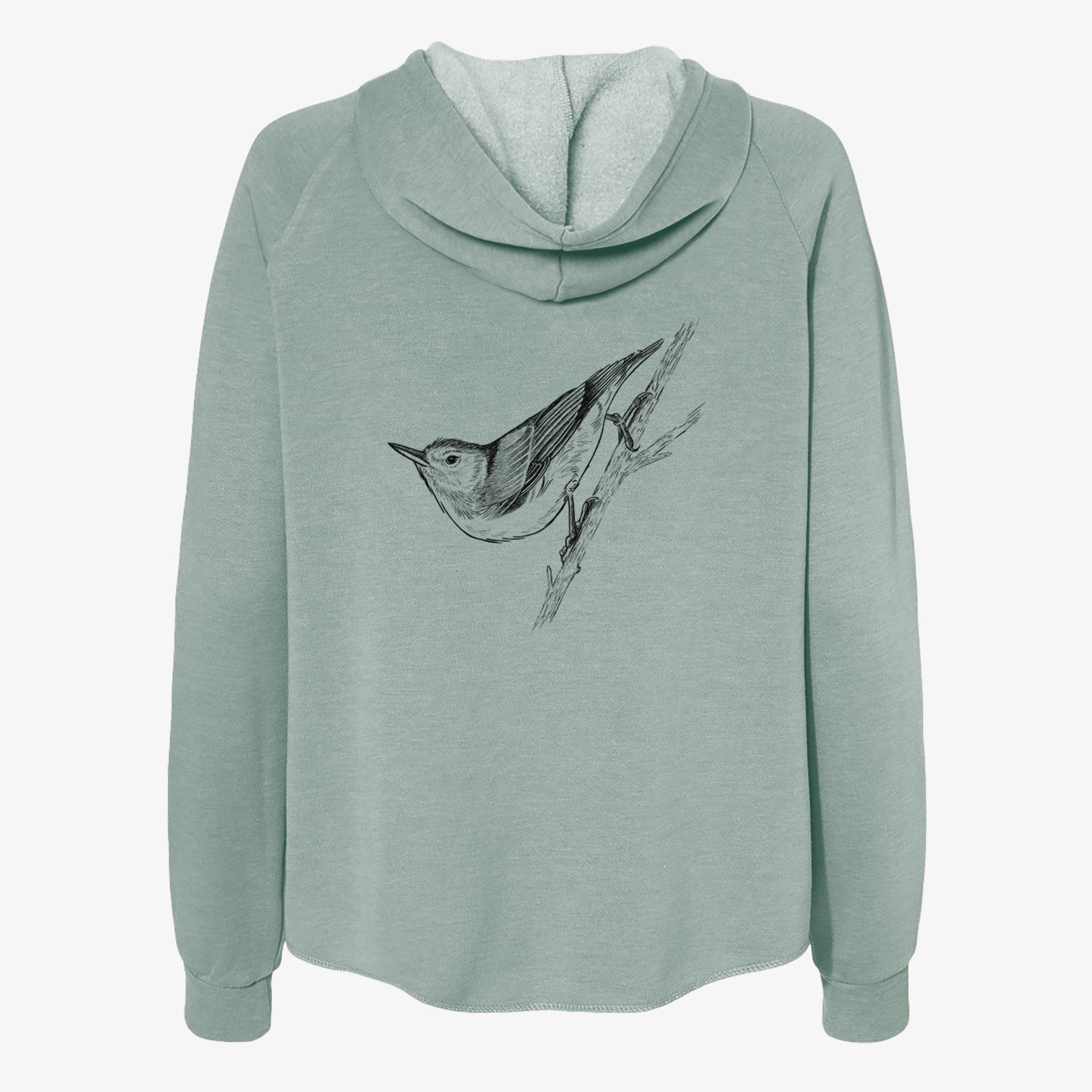 White-breasted Nuthatch - Sitta carolinensis - Women's Cali Wave Zip-Up Sweatshirt