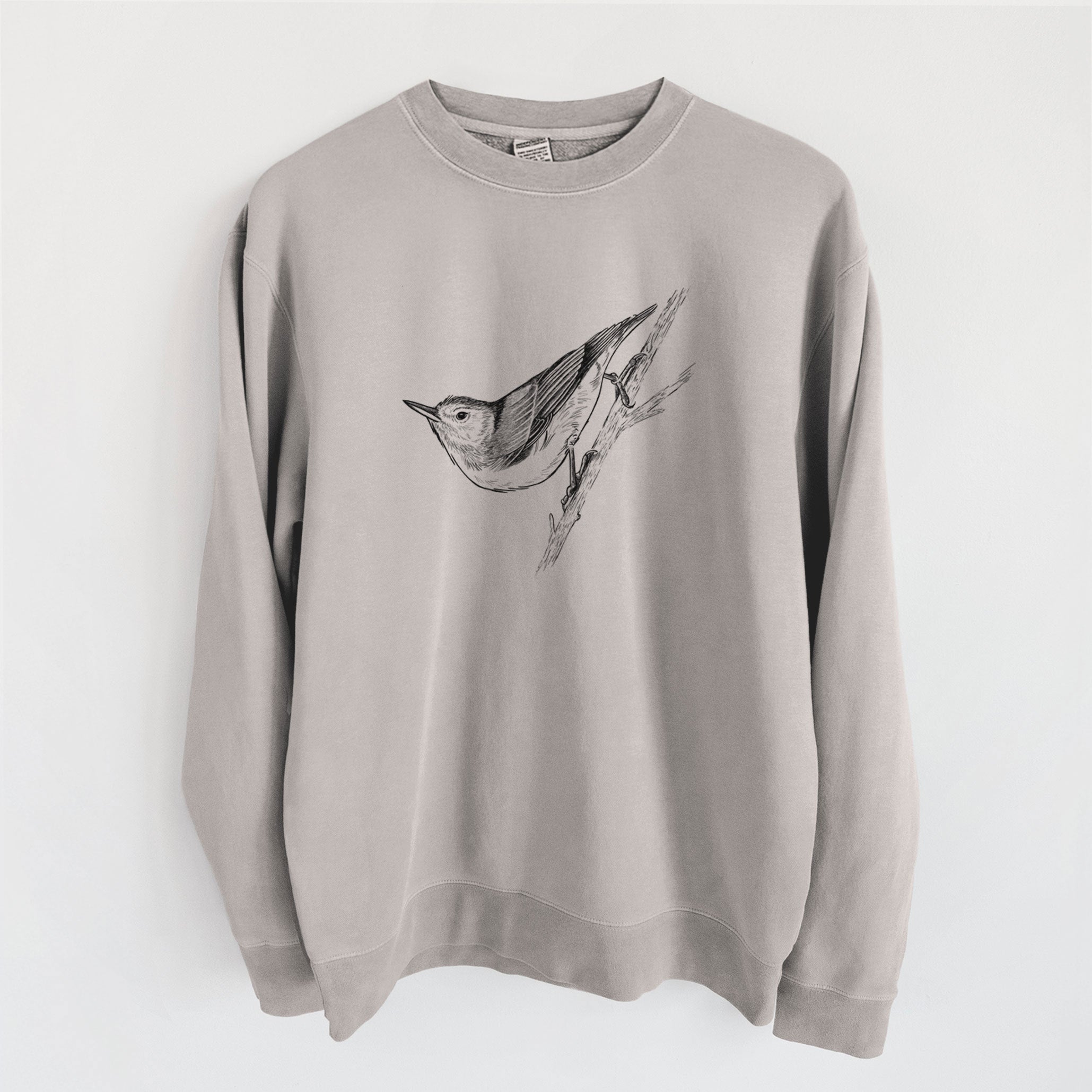 White-breasted Nuthatch - Sitta carolinensis - Unisex Pigment Dyed Crew Sweatshirt
