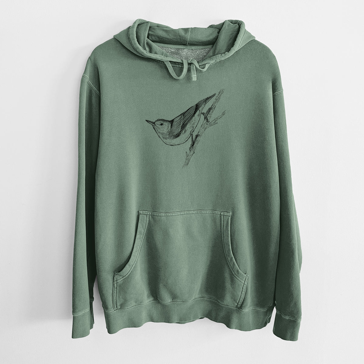 White-breasted Nuthatch - Sitta carolinensis - Unisex Pigment Dyed Hoodie