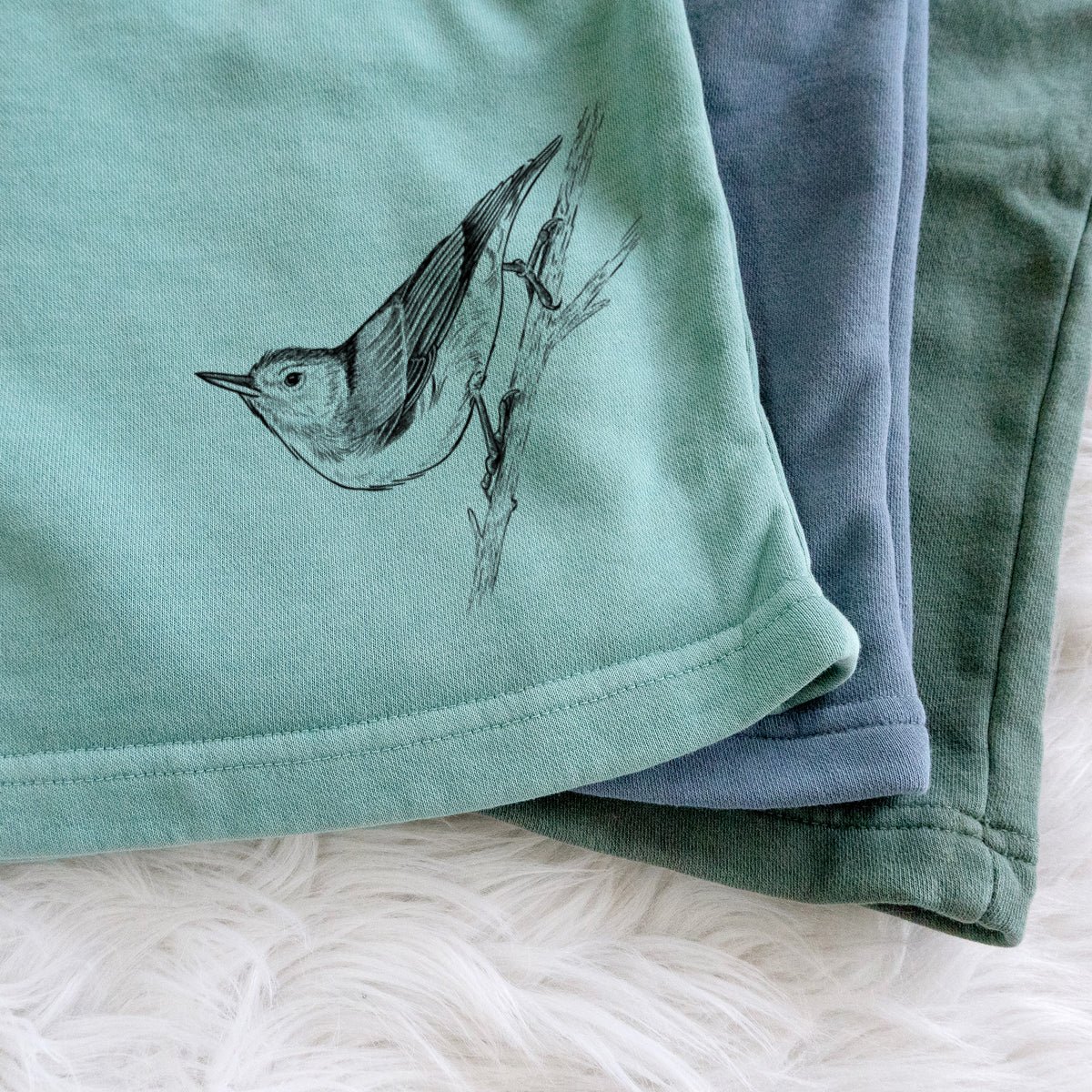 White-breasted Nuthatch - Sitta carolinensis - Unisex Pigment Dyed Shorts