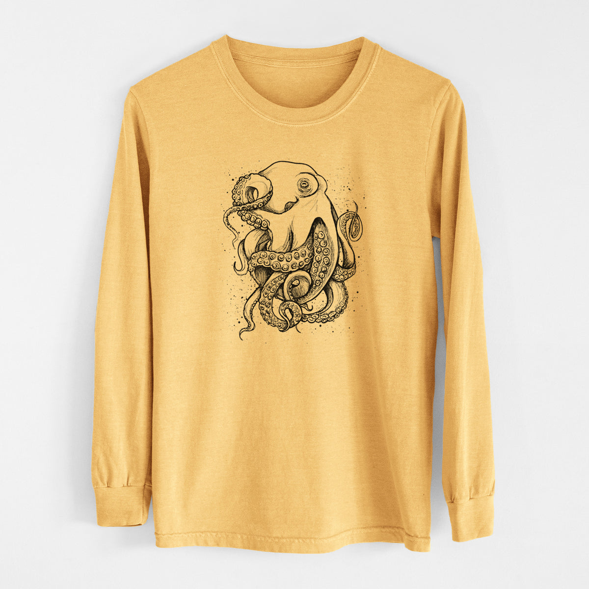 Octopus Vulgaris - Common Octopus - Men&#39;s Heavyweight 100% Cotton Long Sleeve