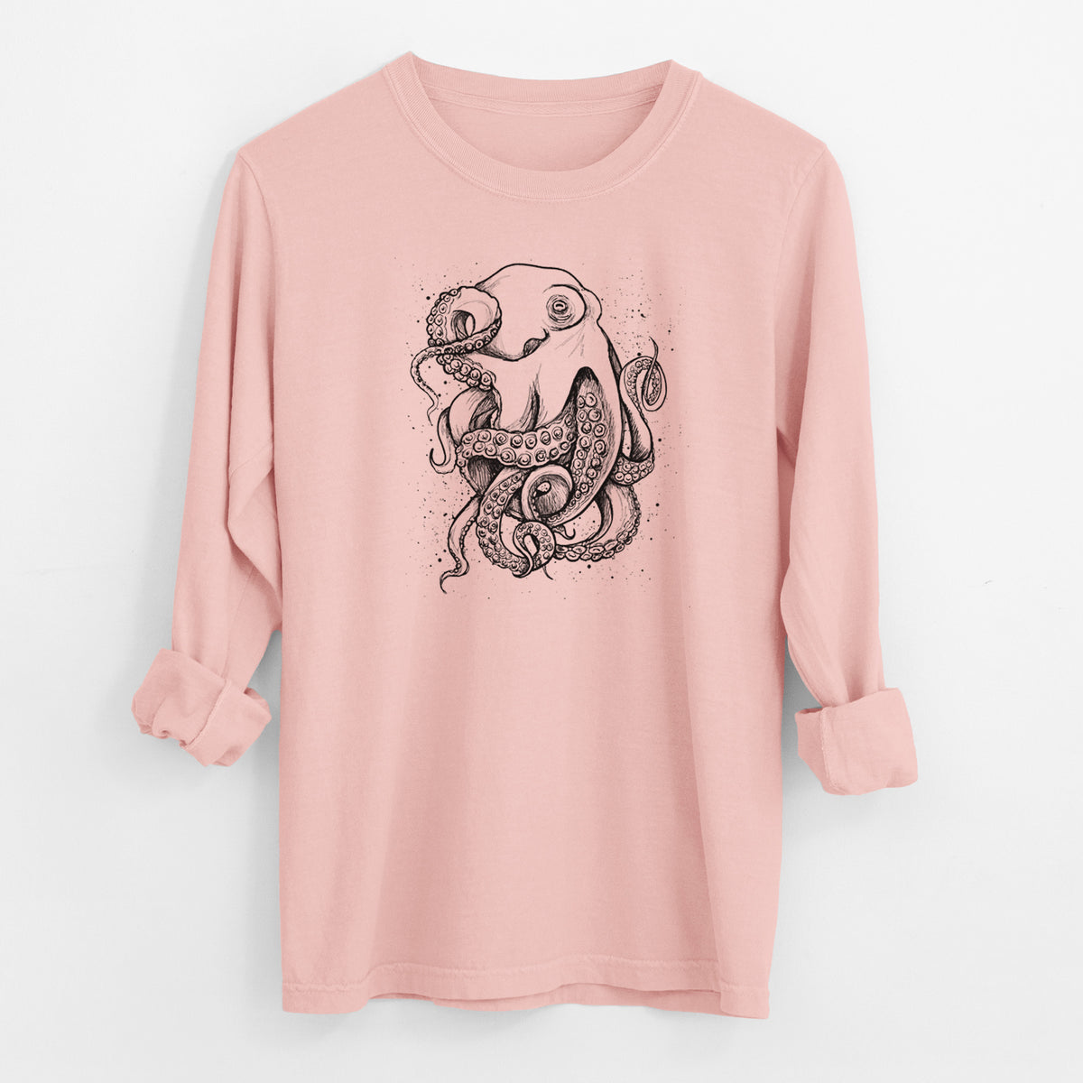 Octopus Vulgaris - Common Octopus - Men&#39;s Heavyweight 100% Cotton Long Sleeve