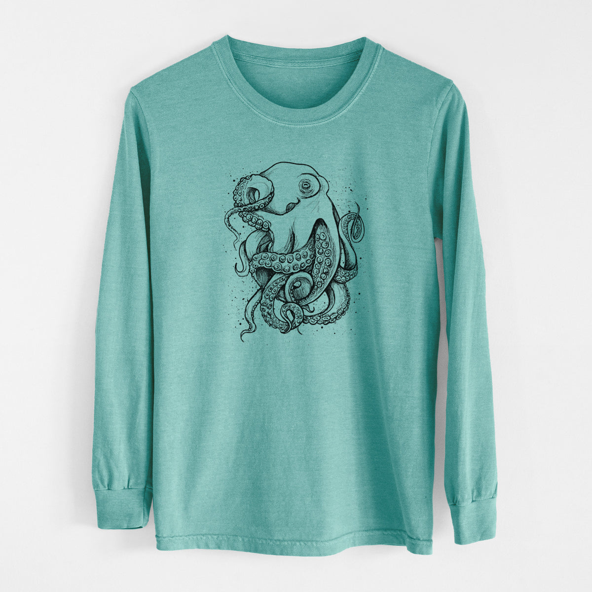 Octopus Vulgaris - Common Octopus - Men&#39;s Heavyweight 100% Cotton Long Sleeve