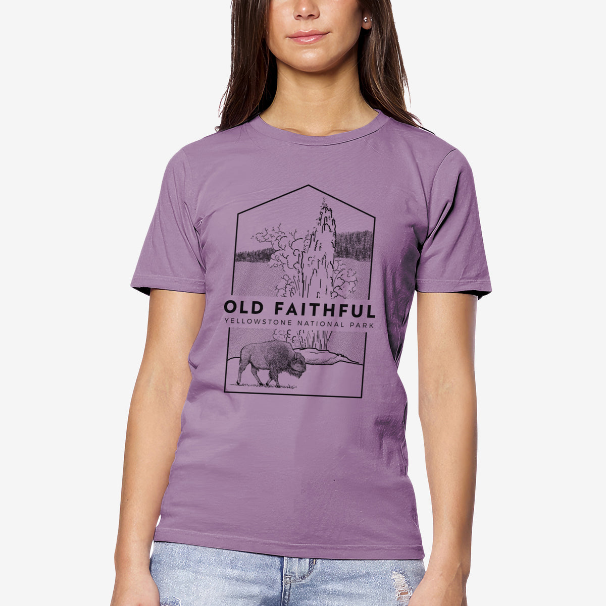 CLOSEOUT - Old Faithful - Yellowstone National Park - Unisex Crewneck - Made in USA - 100% Organic Cotton