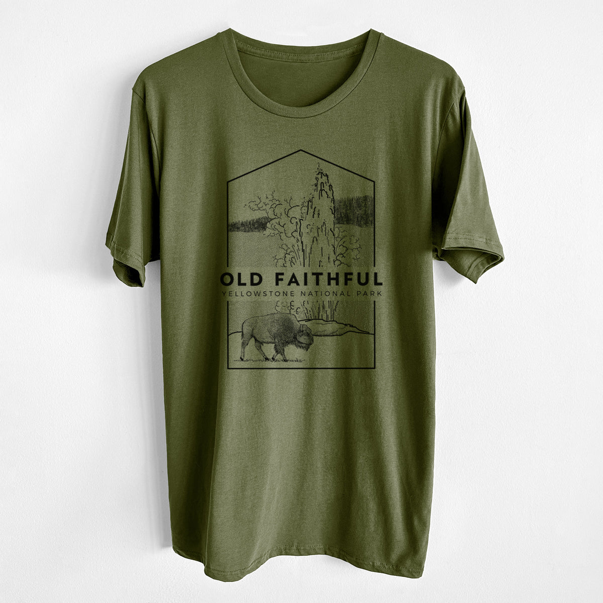 CLOSEOUT - Old Faithful - Yellowstone National Park - Unisex Crewneck - Made in USA - 100% Organic Cotton