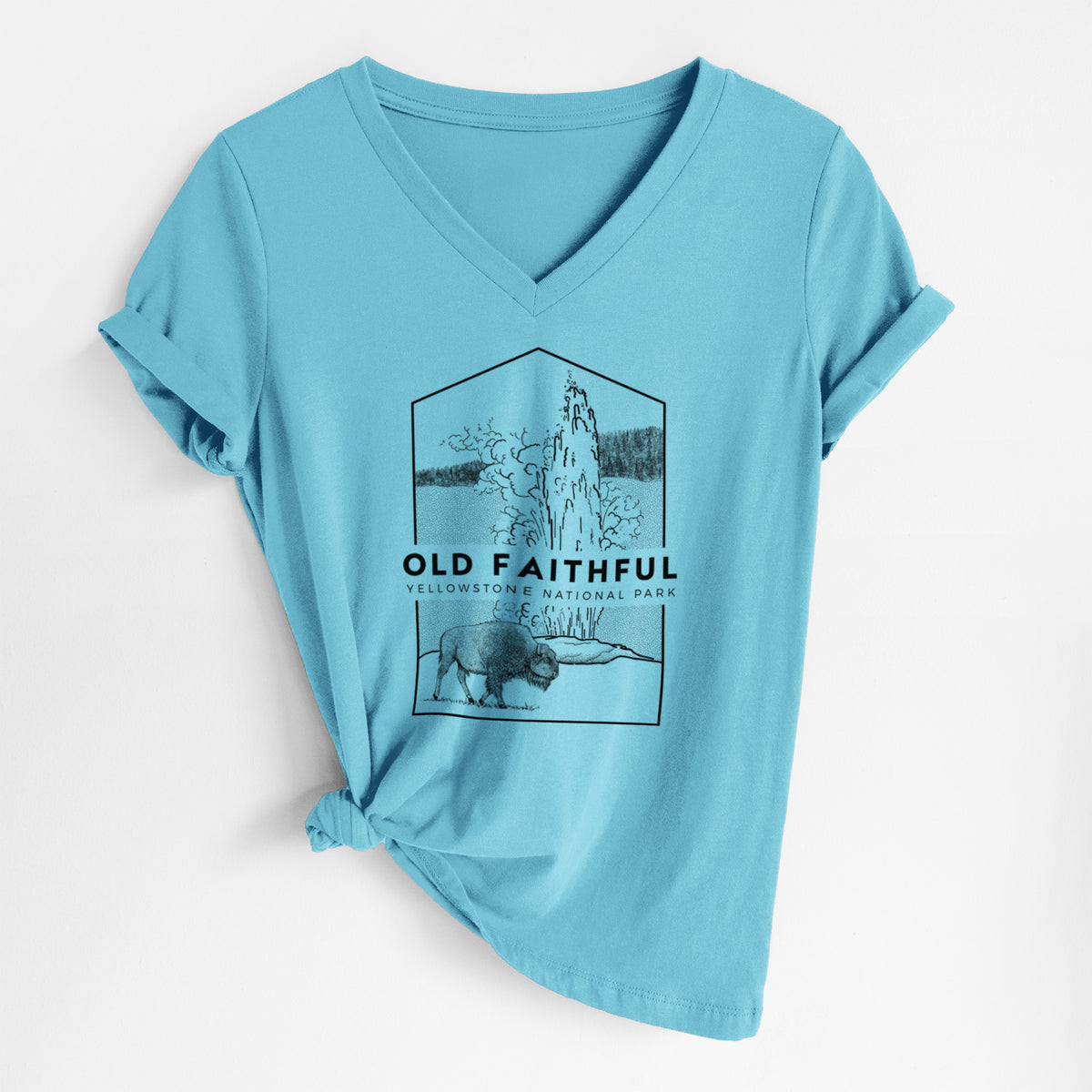Old Faithful - Yellowstone National Park - Women&#39;s Lightweight Relaxed Fit 100% Cotton V-neck