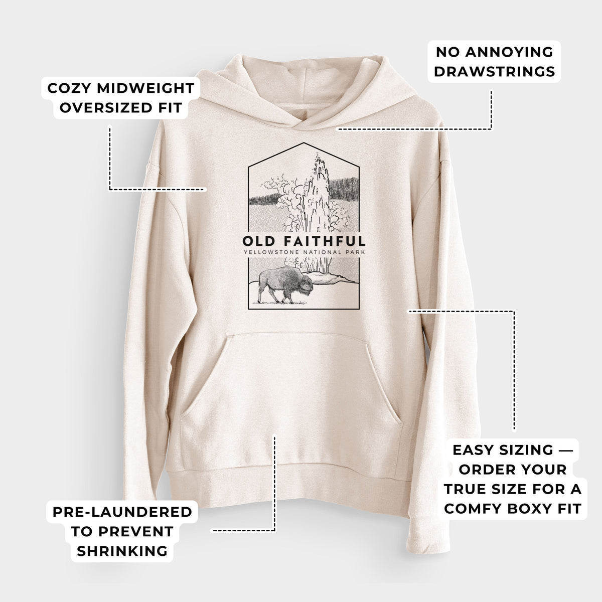 Old Faithful - Yellowstone National Park  - Bodega Midweight Hoodie