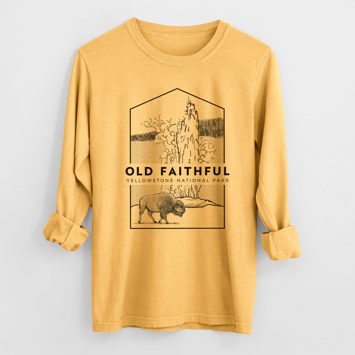 Old Faithful - Yellowstone National Park - Men&#39;s Heavyweight 100% Cotton Long Sleeve