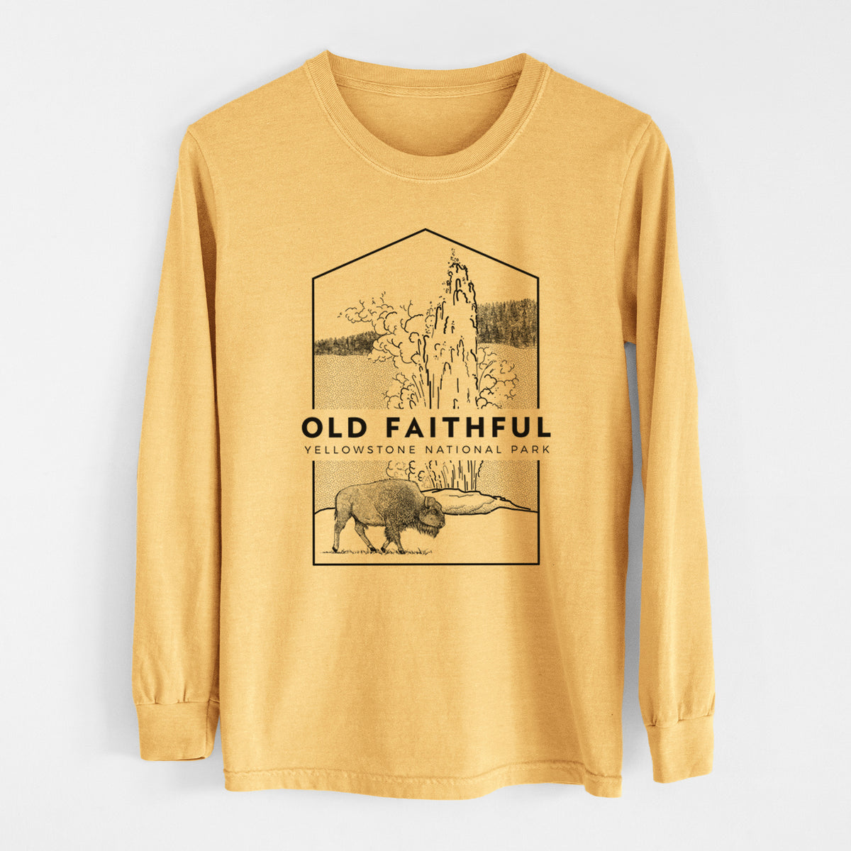 Old Faithful - Yellowstone National Park - Men&#39;s Heavyweight 100% Cotton Long Sleeve