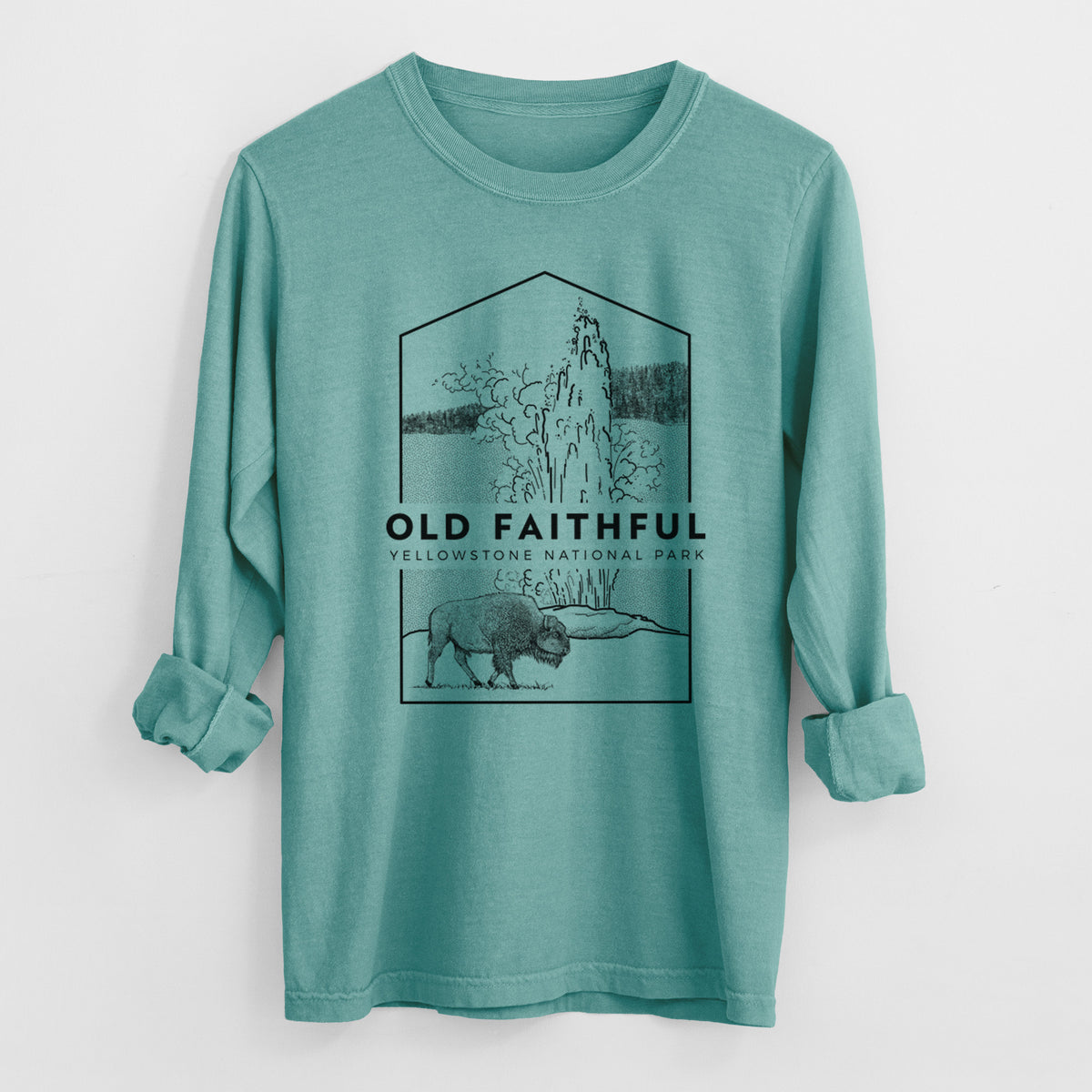 Old Faithful - Yellowstone National Park - Men&#39;s Heavyweight 100% Cotton Long Sleeve