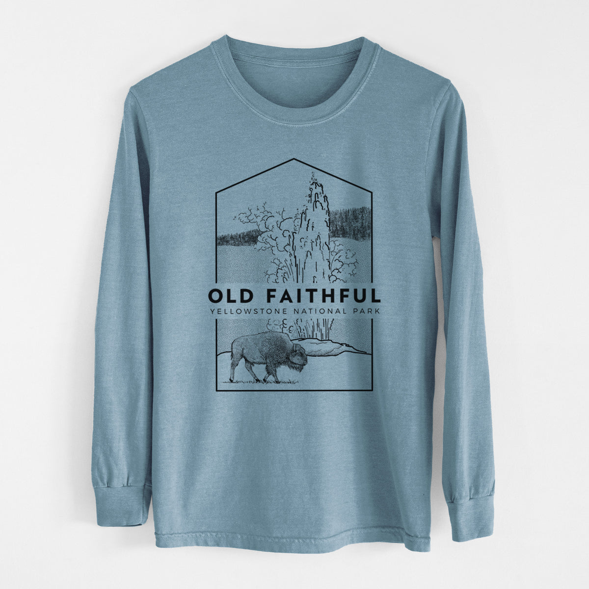 Old Faithful - Yellowstone National Park - Men&#39;s Heavyweight 100% Cotton Long Sleeve