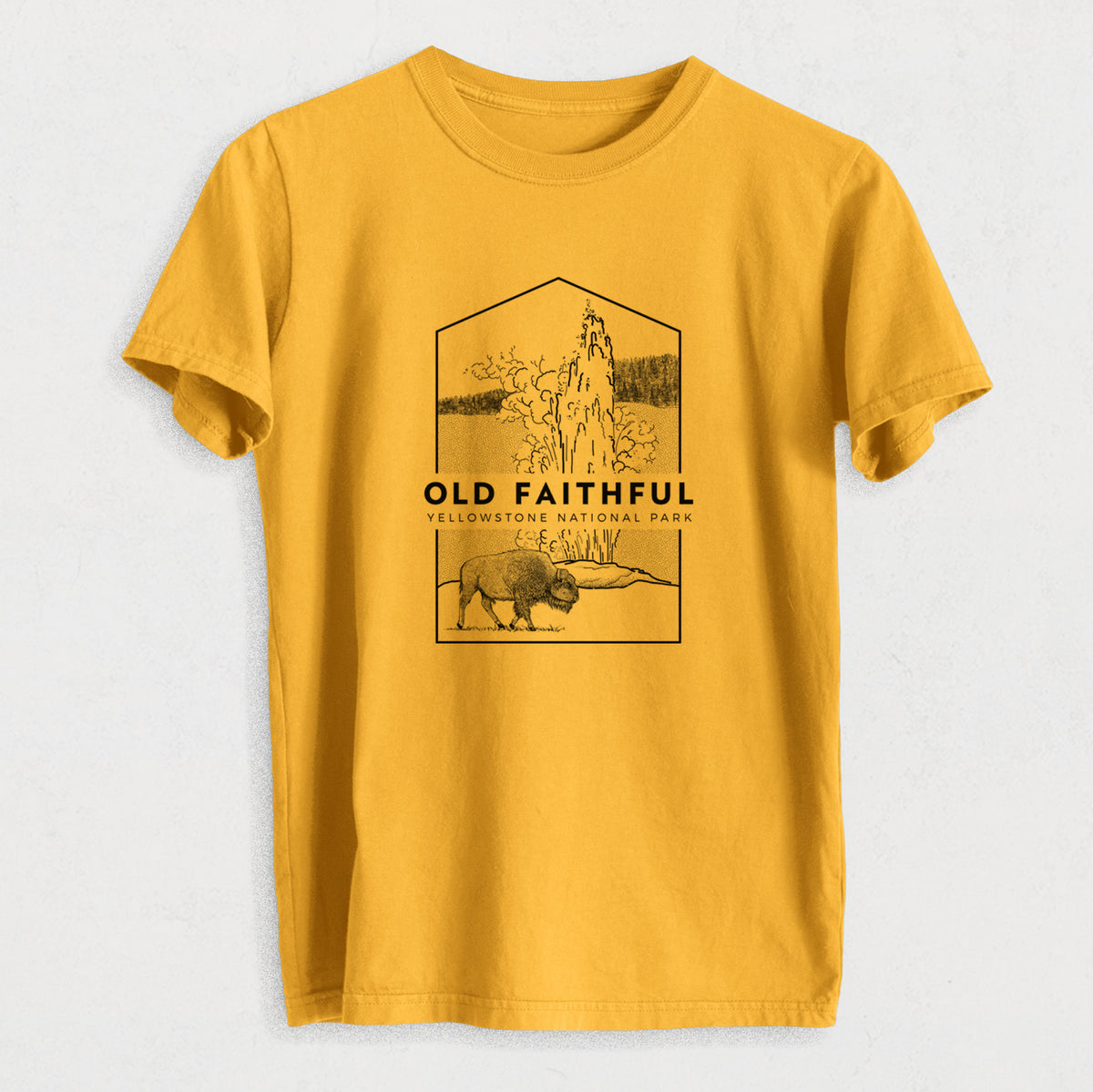 Old Faithful - Yellowstone National Park - Heavyweight Men&#39;s 100% Organic Cotton Tee