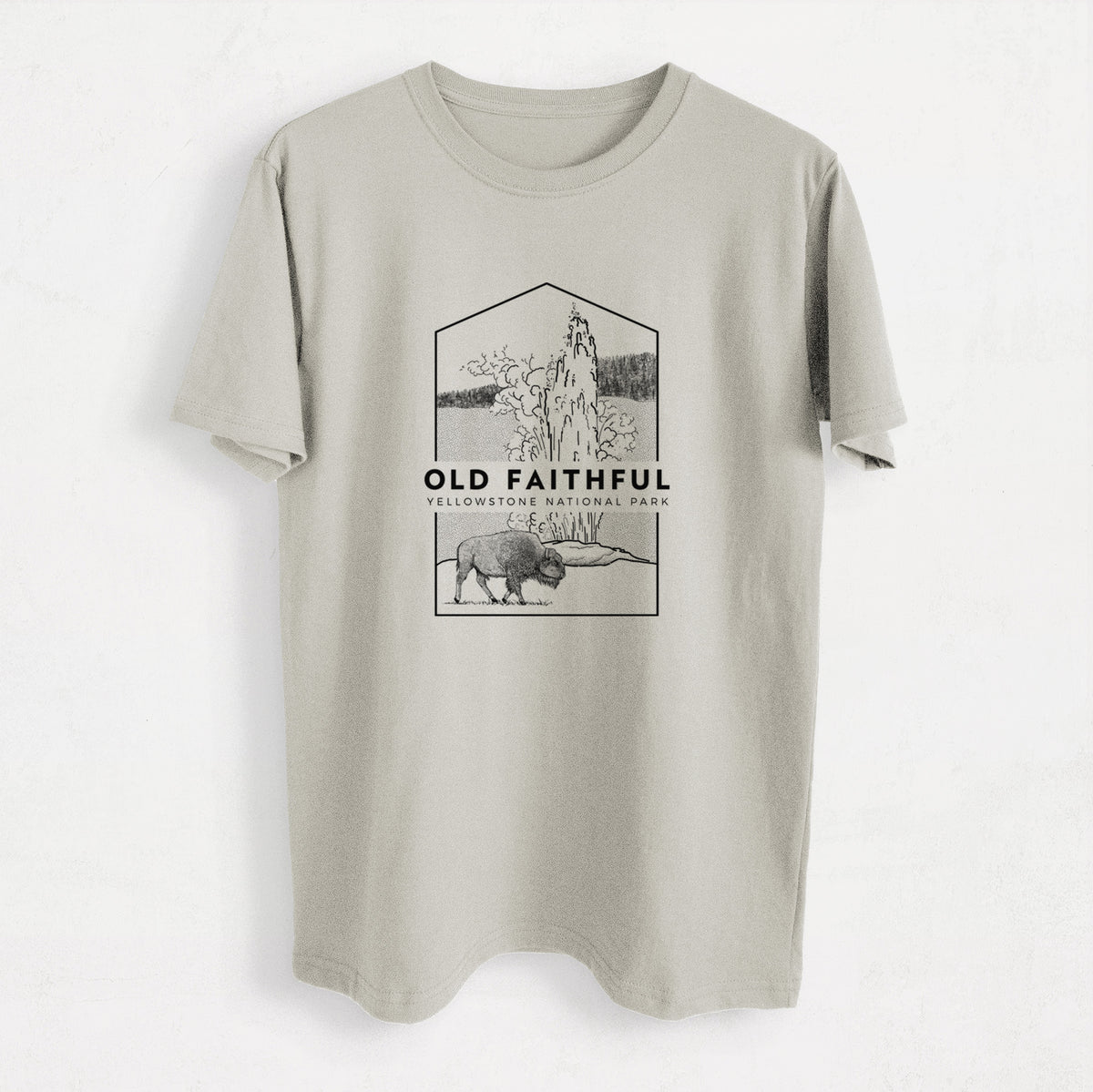 Old Faithful - Yellowstone National Park - Heavyweight Men&#39;s 100% Organic Cotton Tee