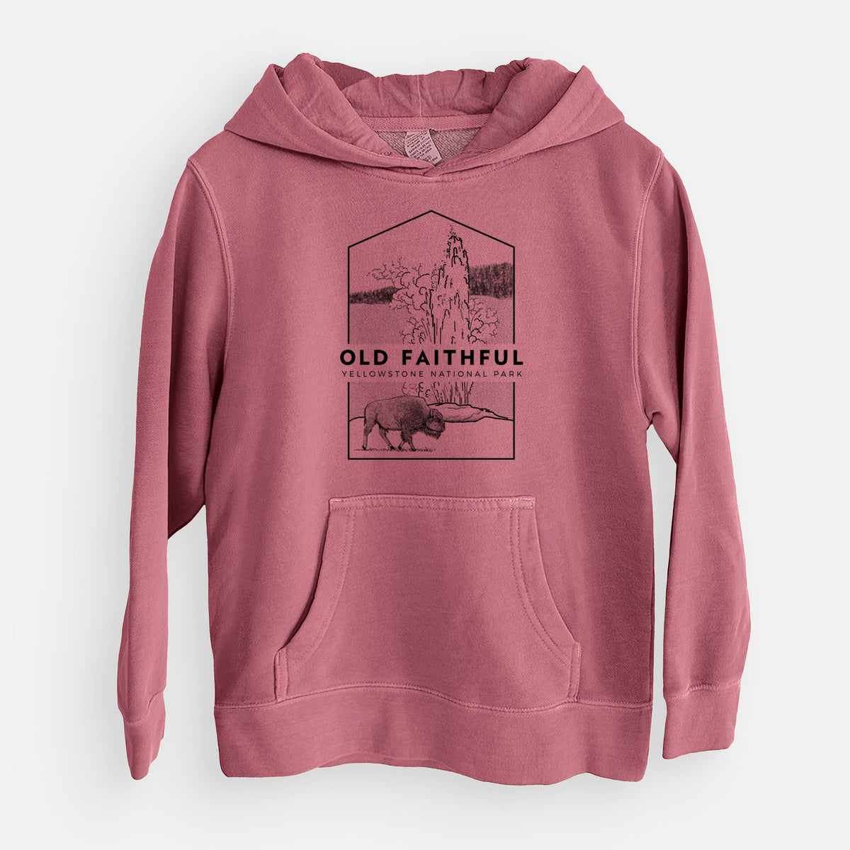 Old Faithful - Yellowstone National Park - Youth Pigment Dyed Hoodie