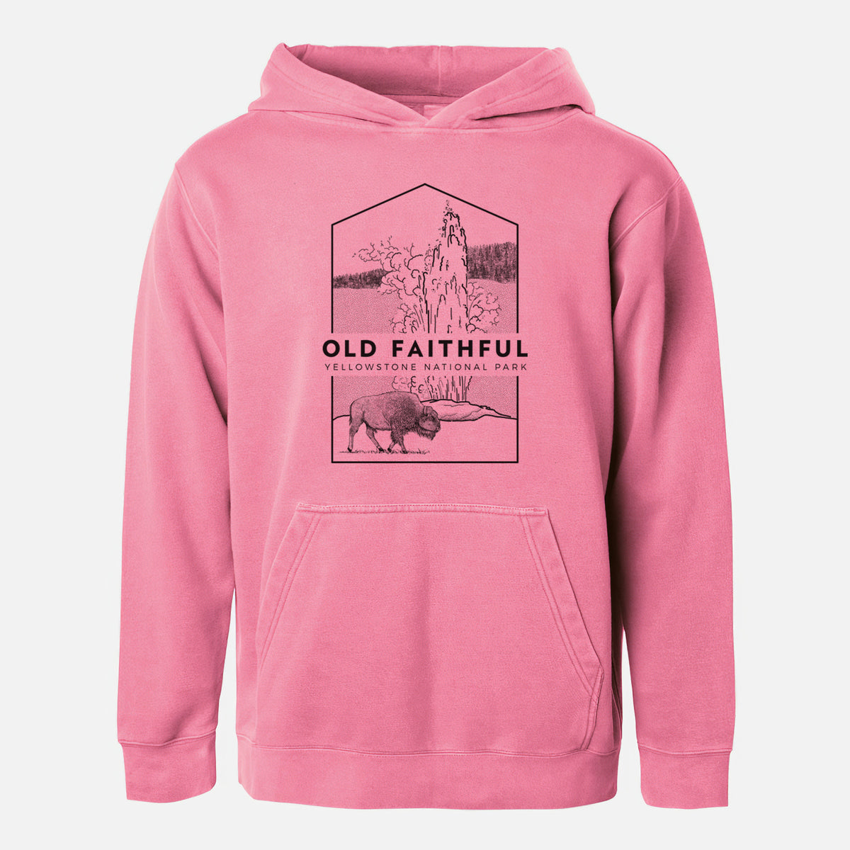 Old Faithful - Yellowstone National Park - Youth Pigment Dyed Hoodie