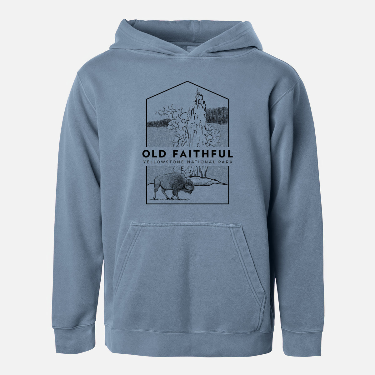 Old Faithful - Yellowstone National Park - Youth Pigment Dyed Hoodie