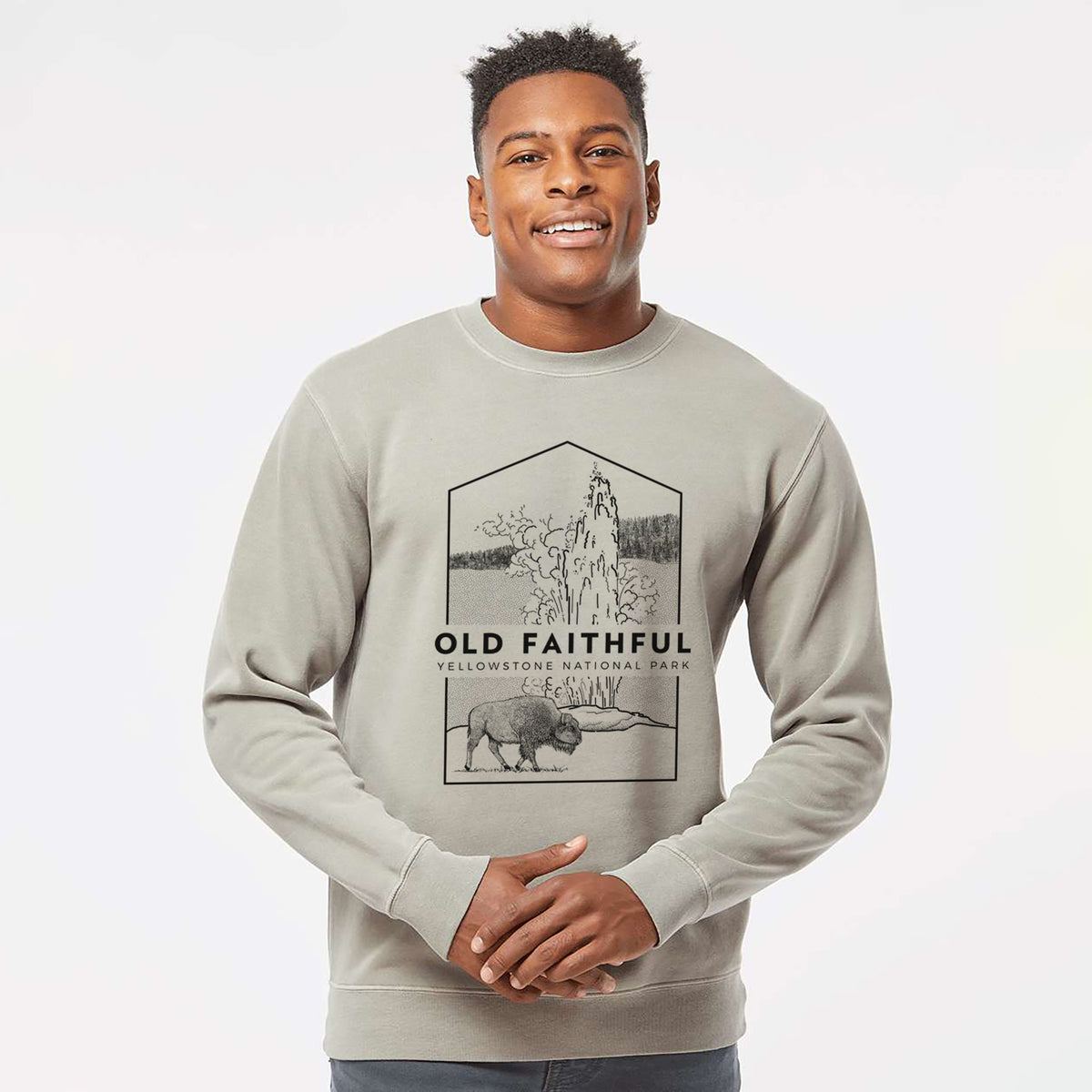 Old Faithful - Yellowstone National Park - Unisex Pigment Dyed Crew Sweatshirt