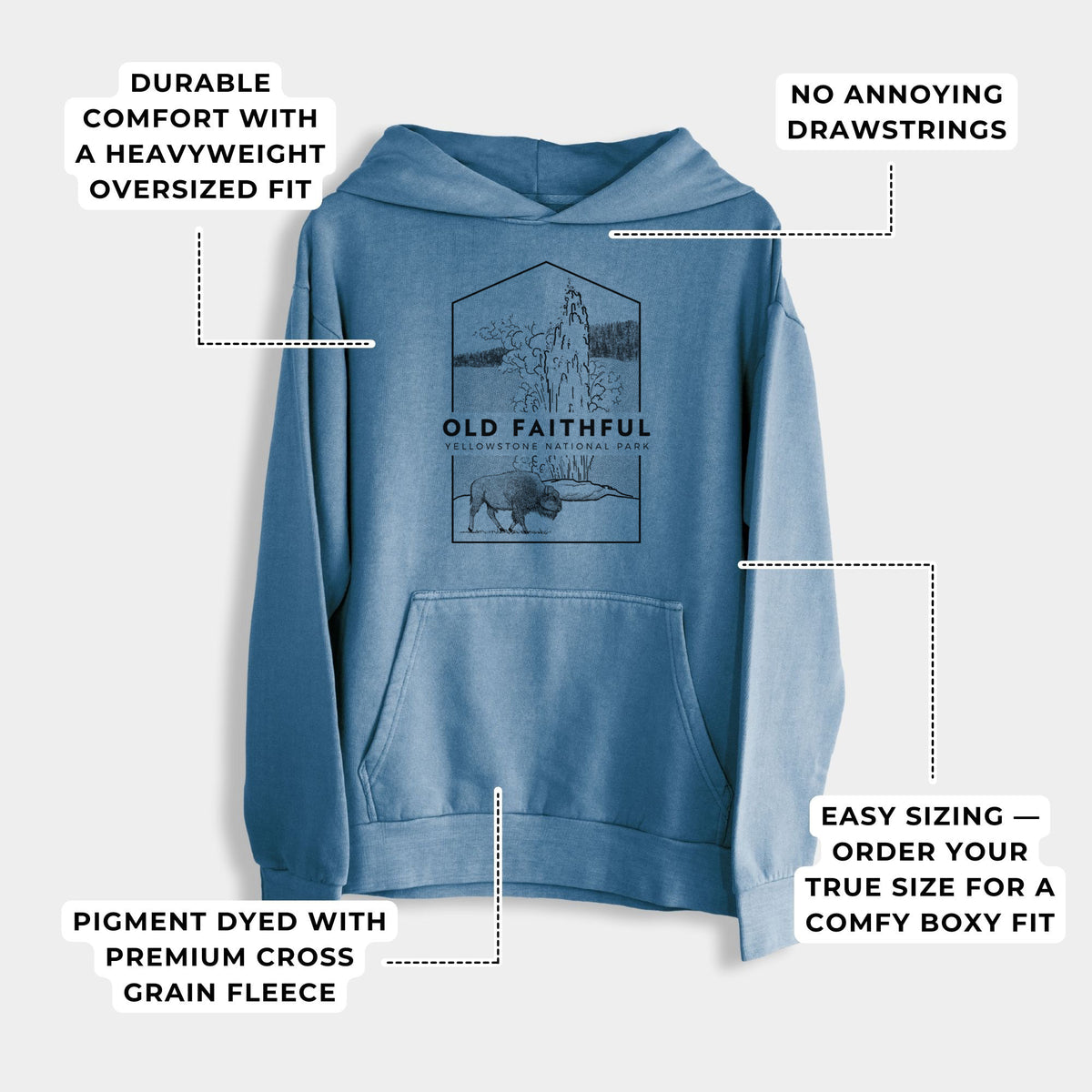 Old Faithful - Yellowstone National Park  - Urban Heavyweight Hoodie