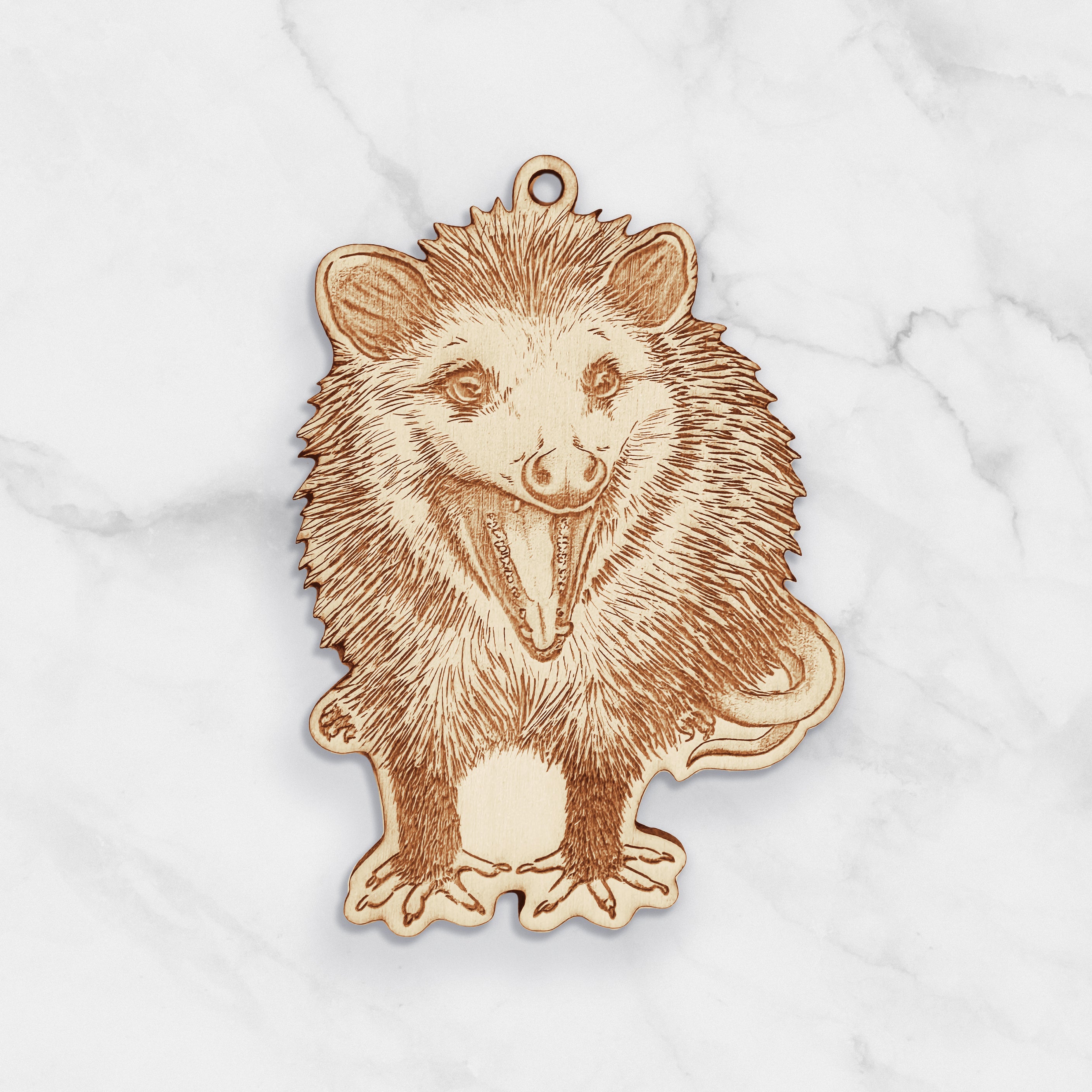 Hissing Opossum Wooden Ornament