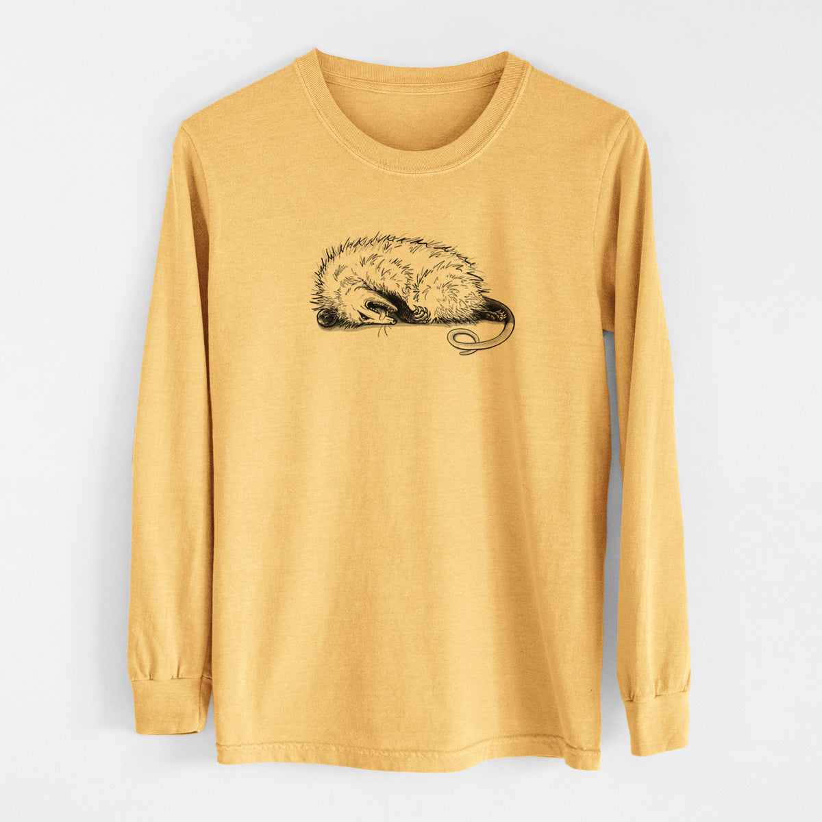 Opossum Playing Dead - Men&#39;s Heavyweight 100% Cotton Long Sleeve