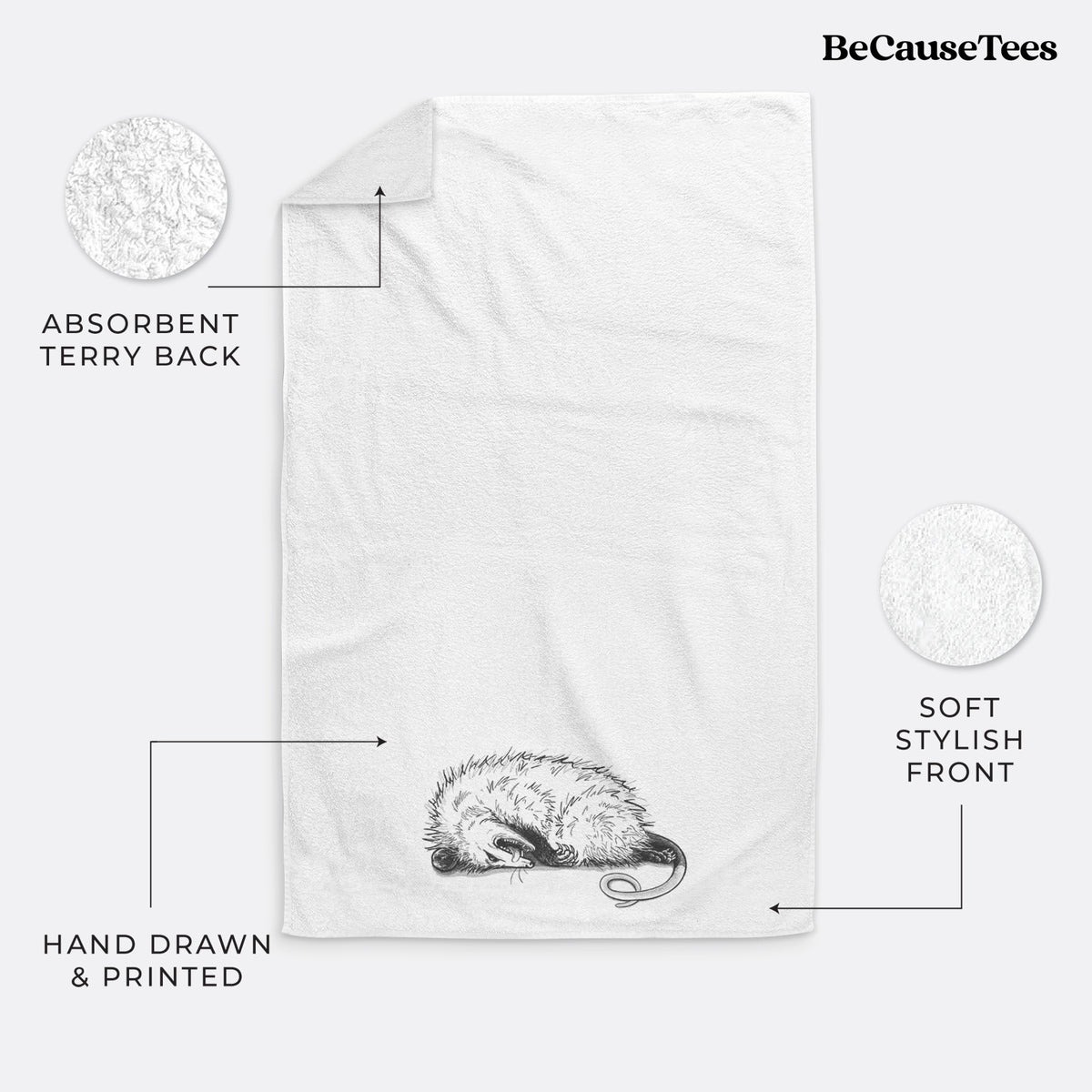 Opossum Playing Dead Premium Decorative Hand Towel