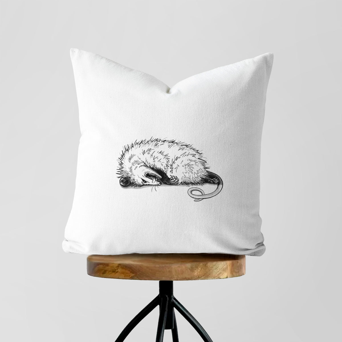 Opossum Playing Dead - Throw Pillow Cover