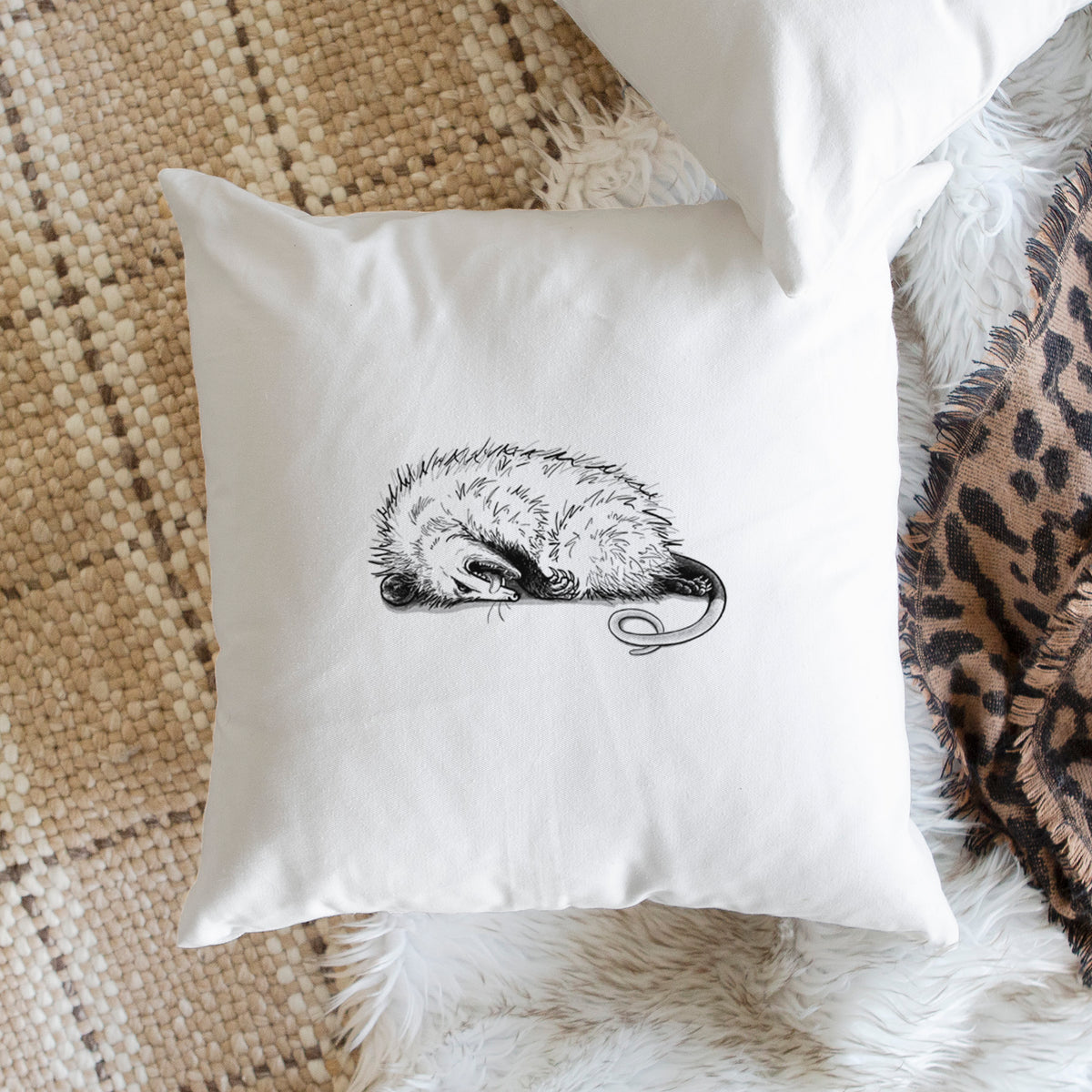 Opossum Playing Dead - Throw Pillow Cover