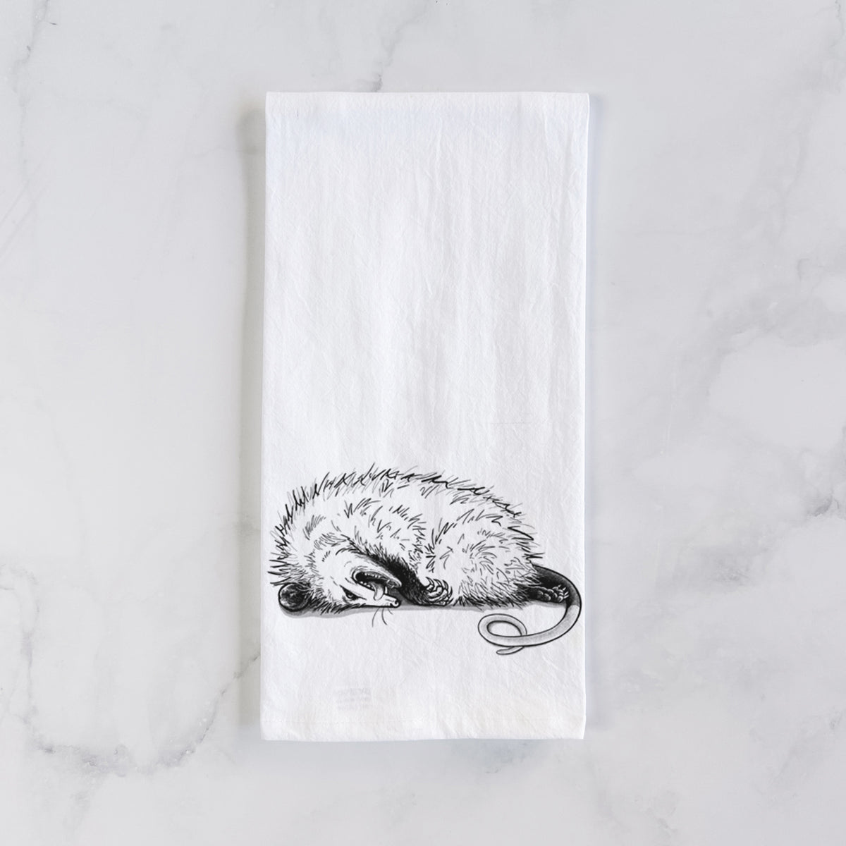 Opossum Playing Dead Tea Towel