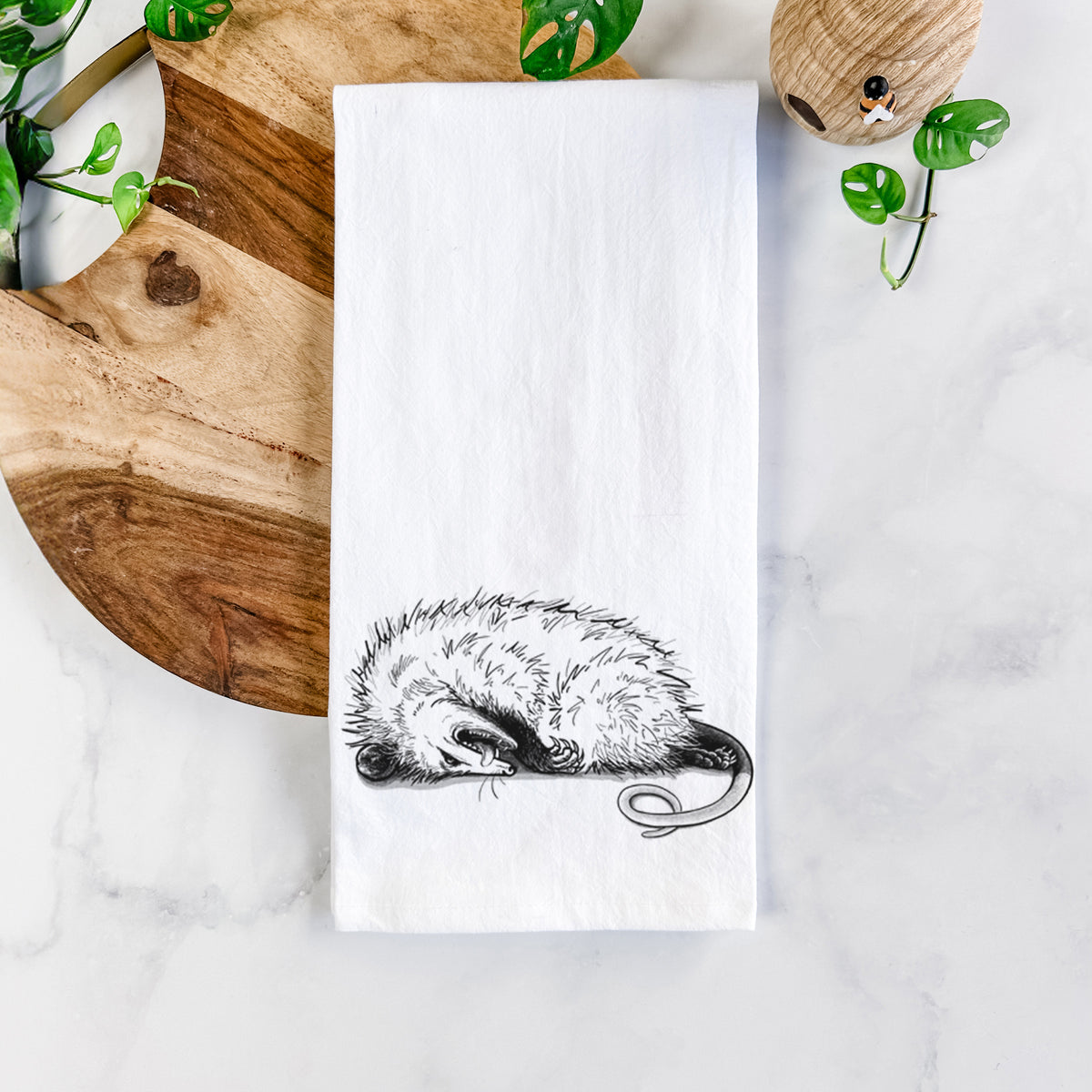 Opossum Playing Dead Tea Towel