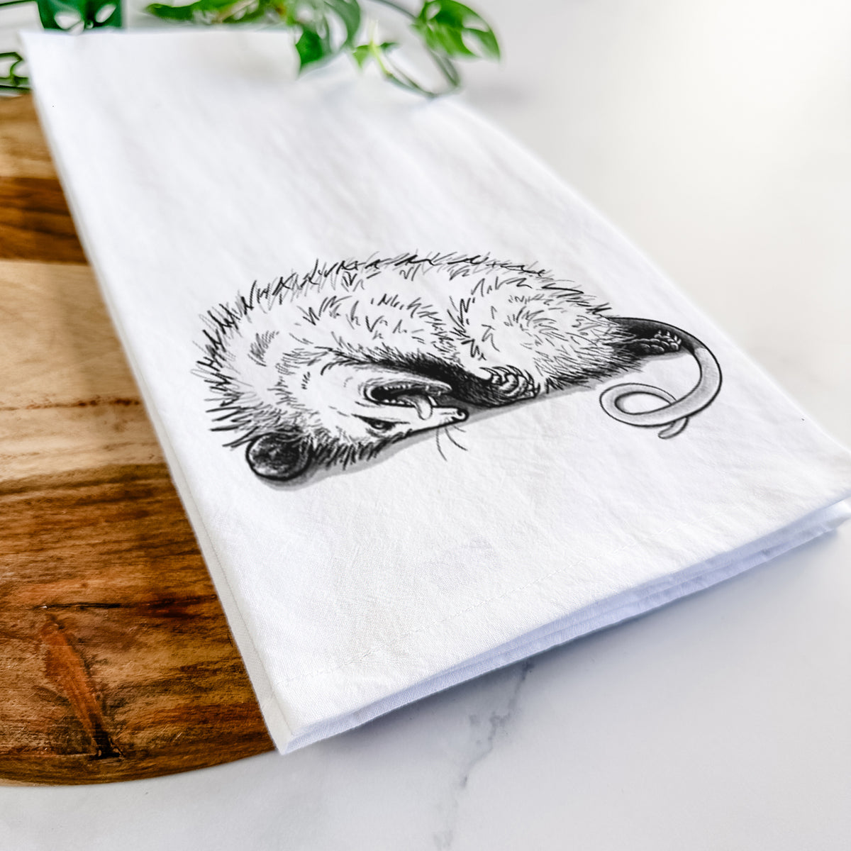 Opossum Playing Dead Tea Towel