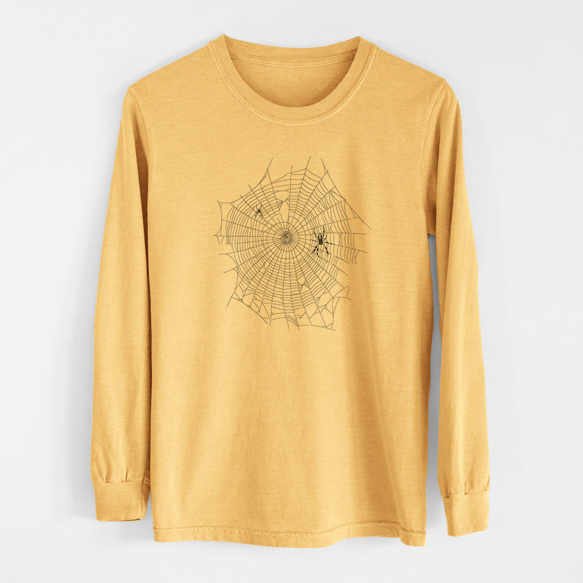 Golden Silk Orb-weaver Spider Web - Trichonephila clavipes - Men&#39;s Heavyweight 100% Cotton Long Sleeve