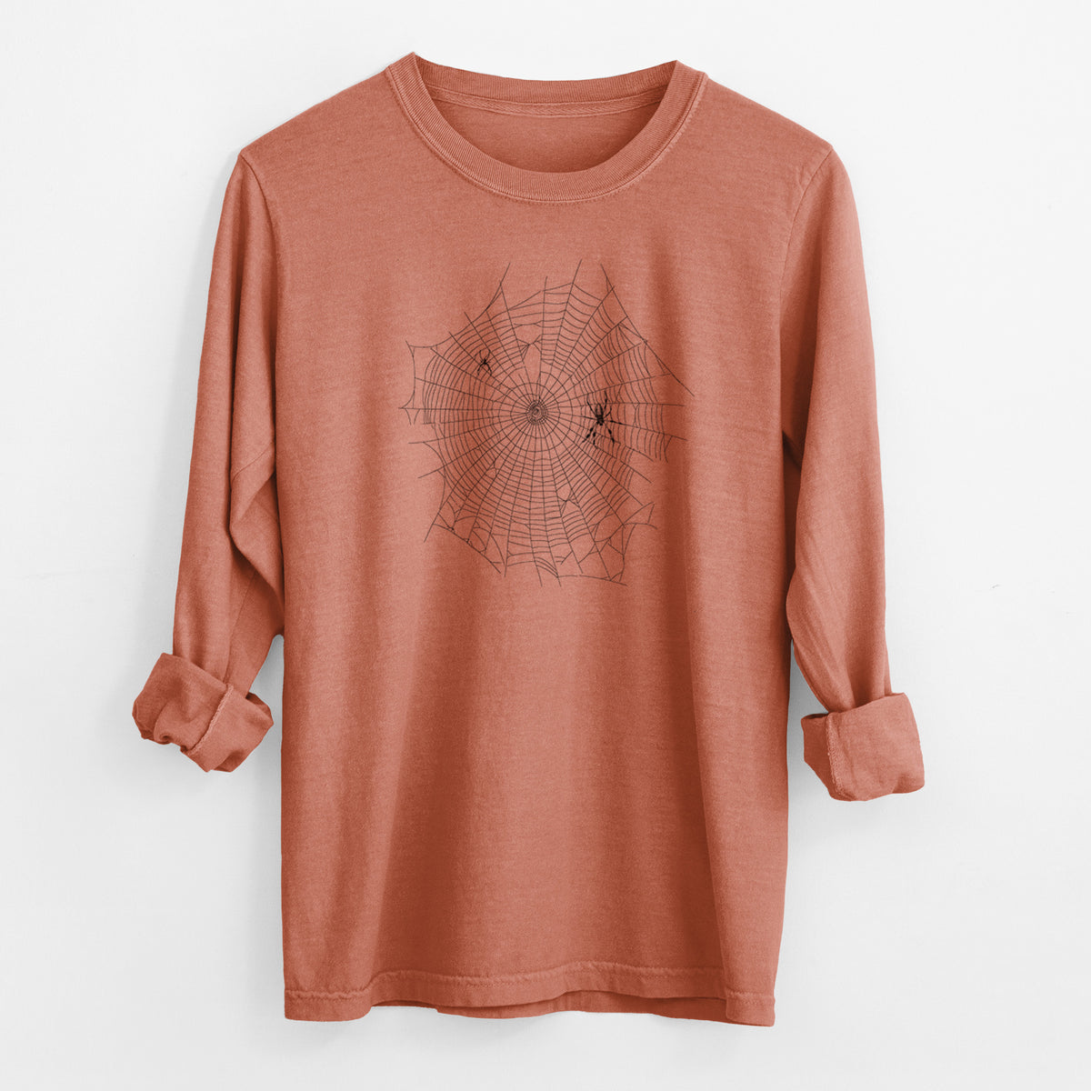 Golden Silk Orb-weaver Spider Web - Trichonephila clavipes - Men&#39;s Heavyweight 100% Cotton Long Sleeve