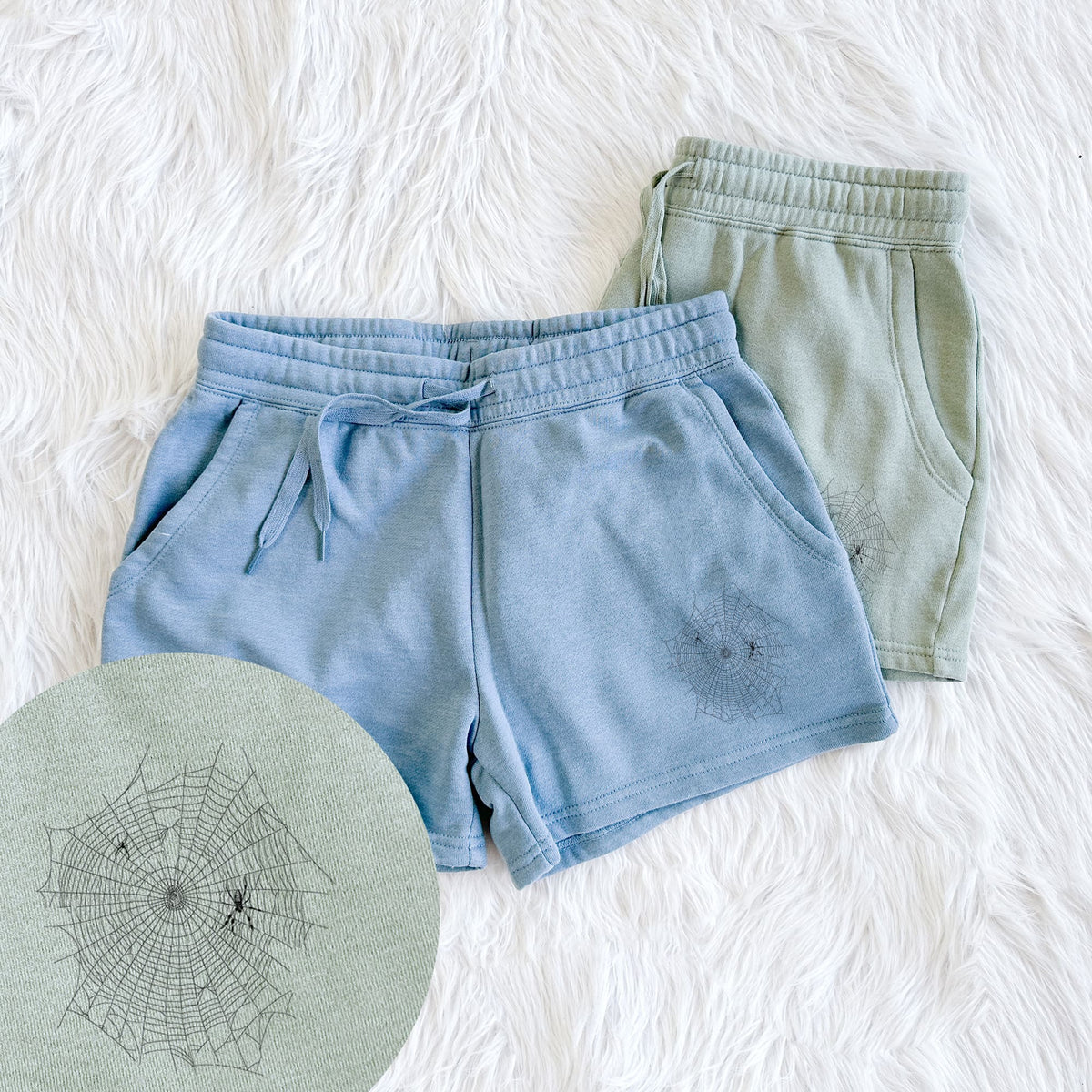 Golden Silk Orb-weaver Spider Web - Trichonephila clavipes - Women's Cali Wave Shorts