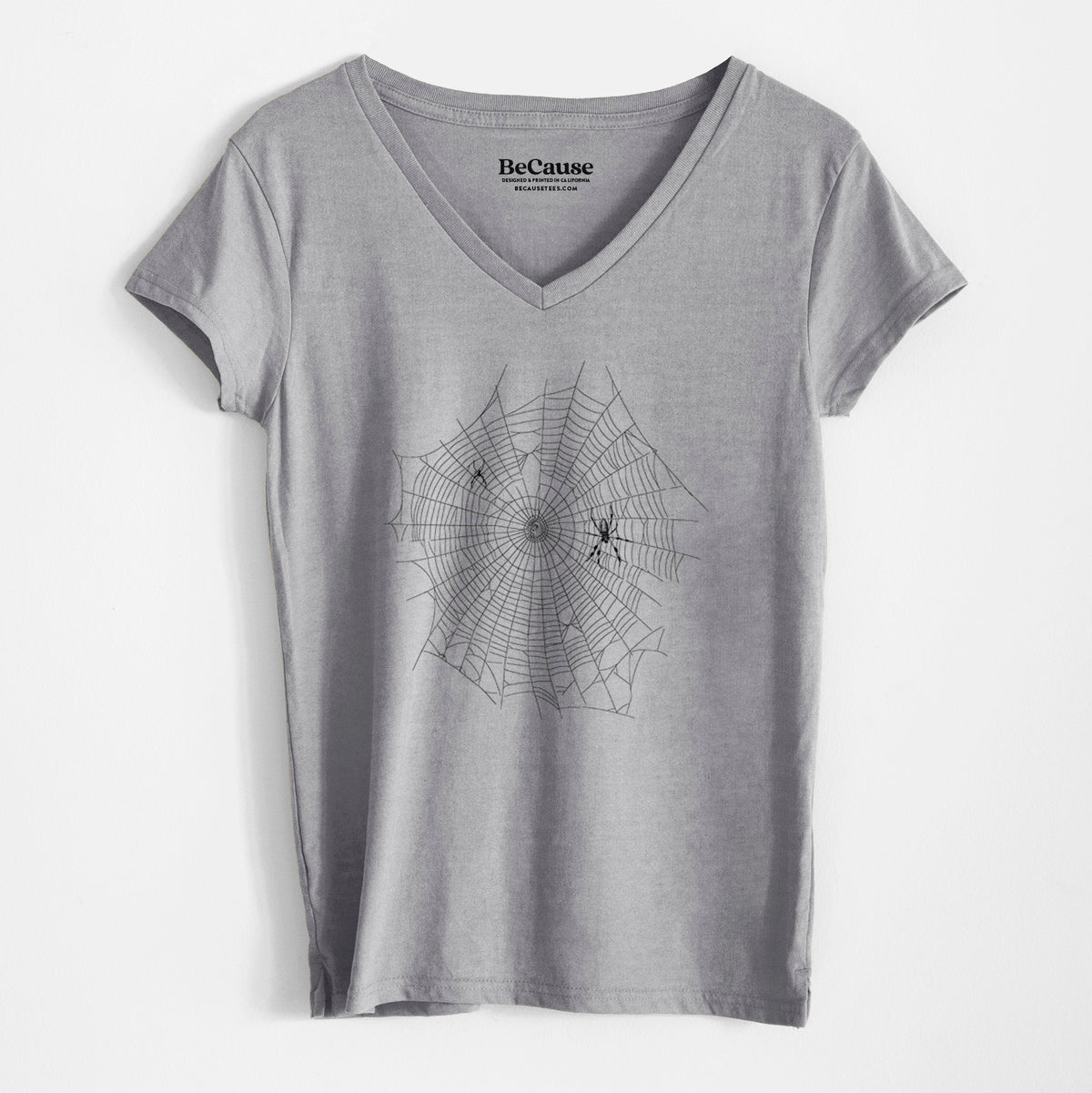 Golden Silk Orb-weaver Spider Web - Trichonephila clavipes - Women&#39;s 100% Recycled V-neck