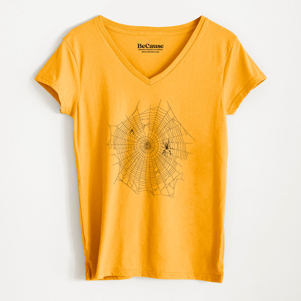 Golden Silk Orb-weaver Spider Web - Trichonephila clavipes - Women&#39;s 100% Recycled V-neck