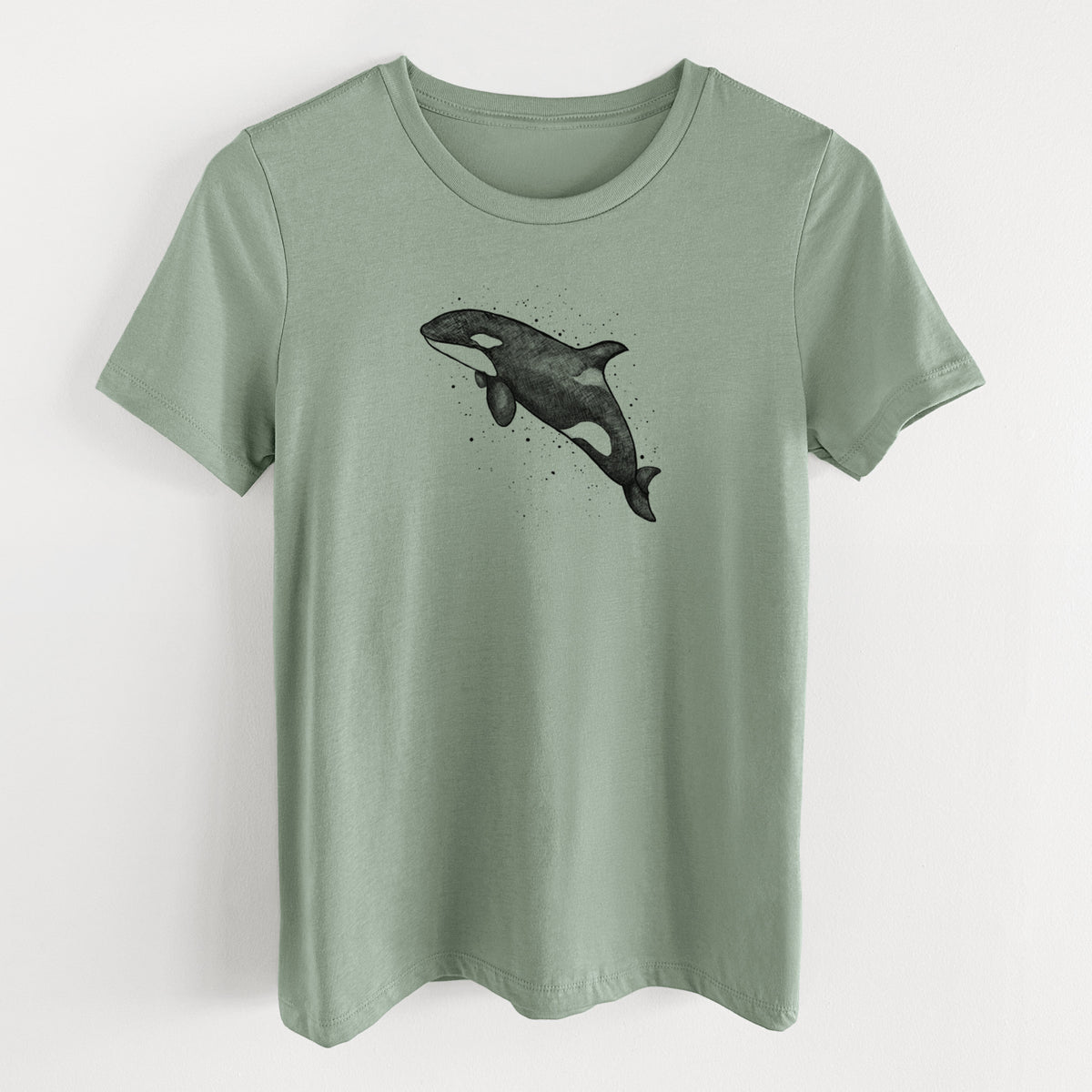 Orca Whale - Women&#39;s Lightweight Relaxed Fit 100% Cotton Crewneck