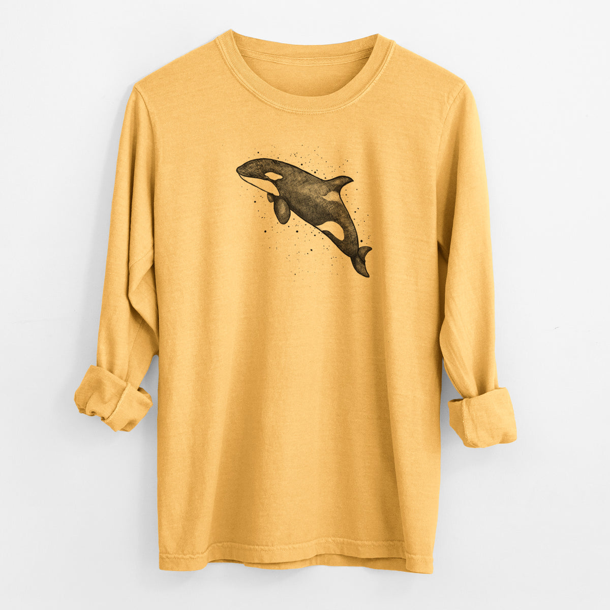 Orca Whale - Men&#39;s Heavyweight 100% Cotton Long Sleeve