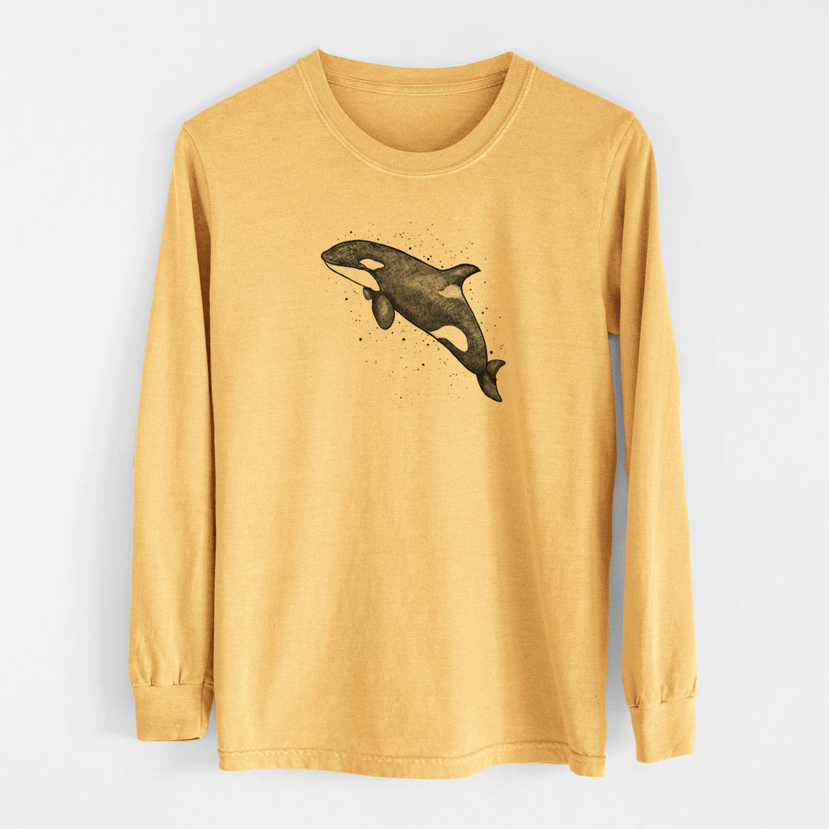 Orca Whale - Men&#39;s Heavyweight 100% Cotton Long Sleeve