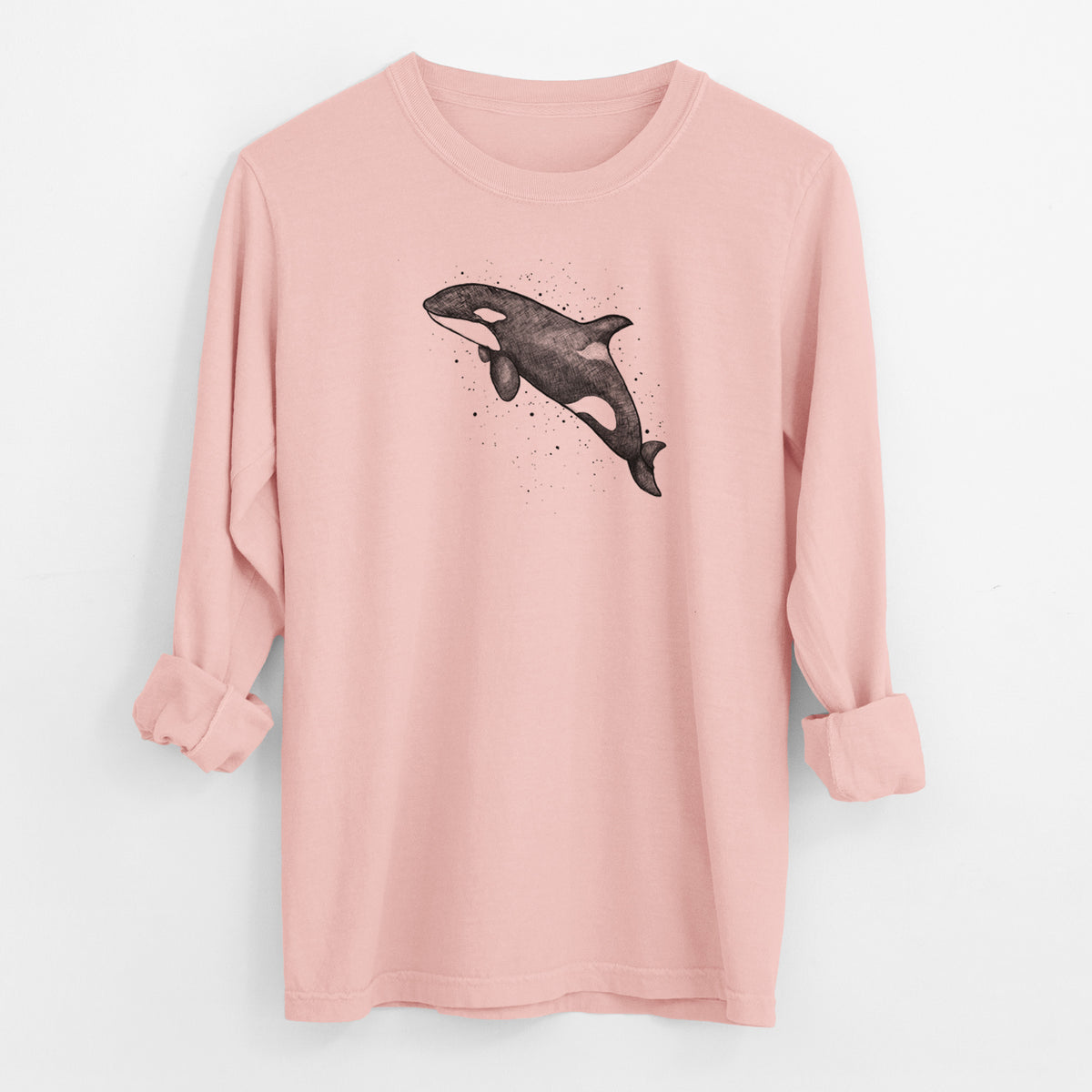 Orca Whale - Men&#39;s Heavyweight 100% Cotton Long Sleeve