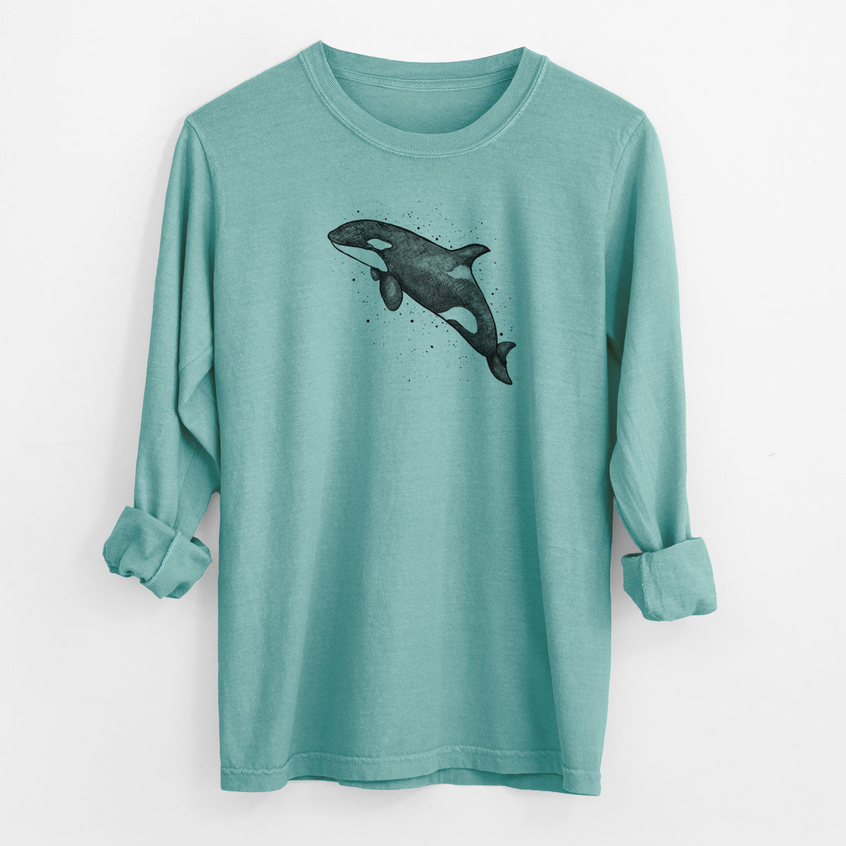 Orca Whale - Men&#39;s Heavyweight 100% Cotton Long Sleeve