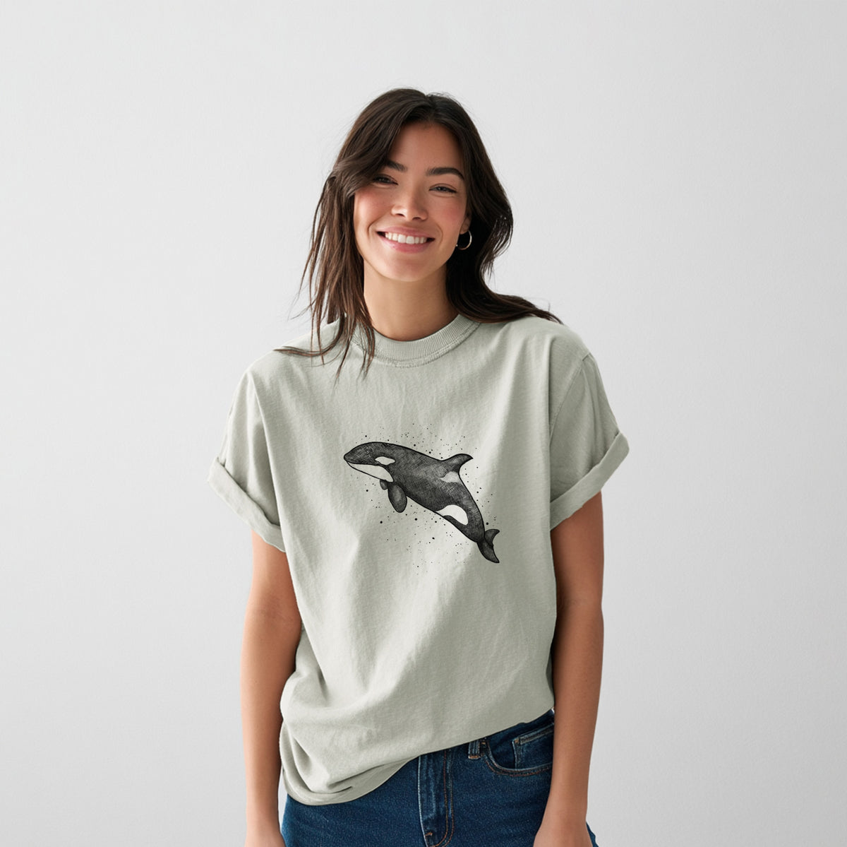 Orca Whale - Heavyweight Men&#39;s 100% Organic Cotton Tee