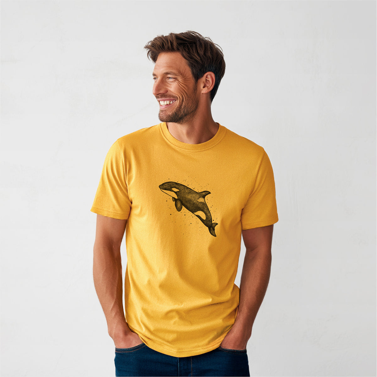 Orca Whale - Heavyweight Men&#39;s 100% Organic Cotton Tee