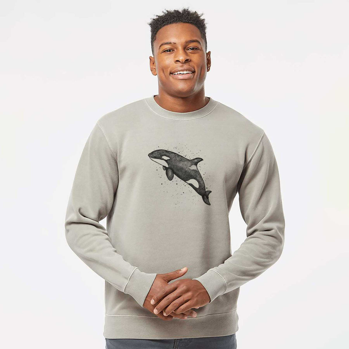 Orca Whale - Unisex Pigment Dyed Crew Sweatshirt