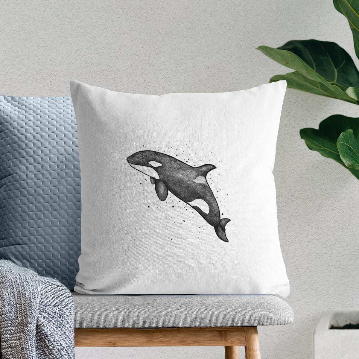 Orca Whale - Throw Pillow Cover
