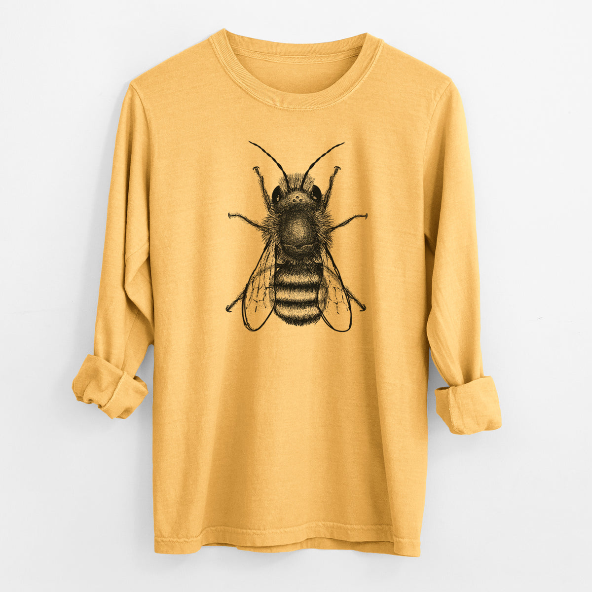 Osmia Bicornis - Red Mason Bee - Men&#39;s Heavyweight 100% Cotton Long Sleeve