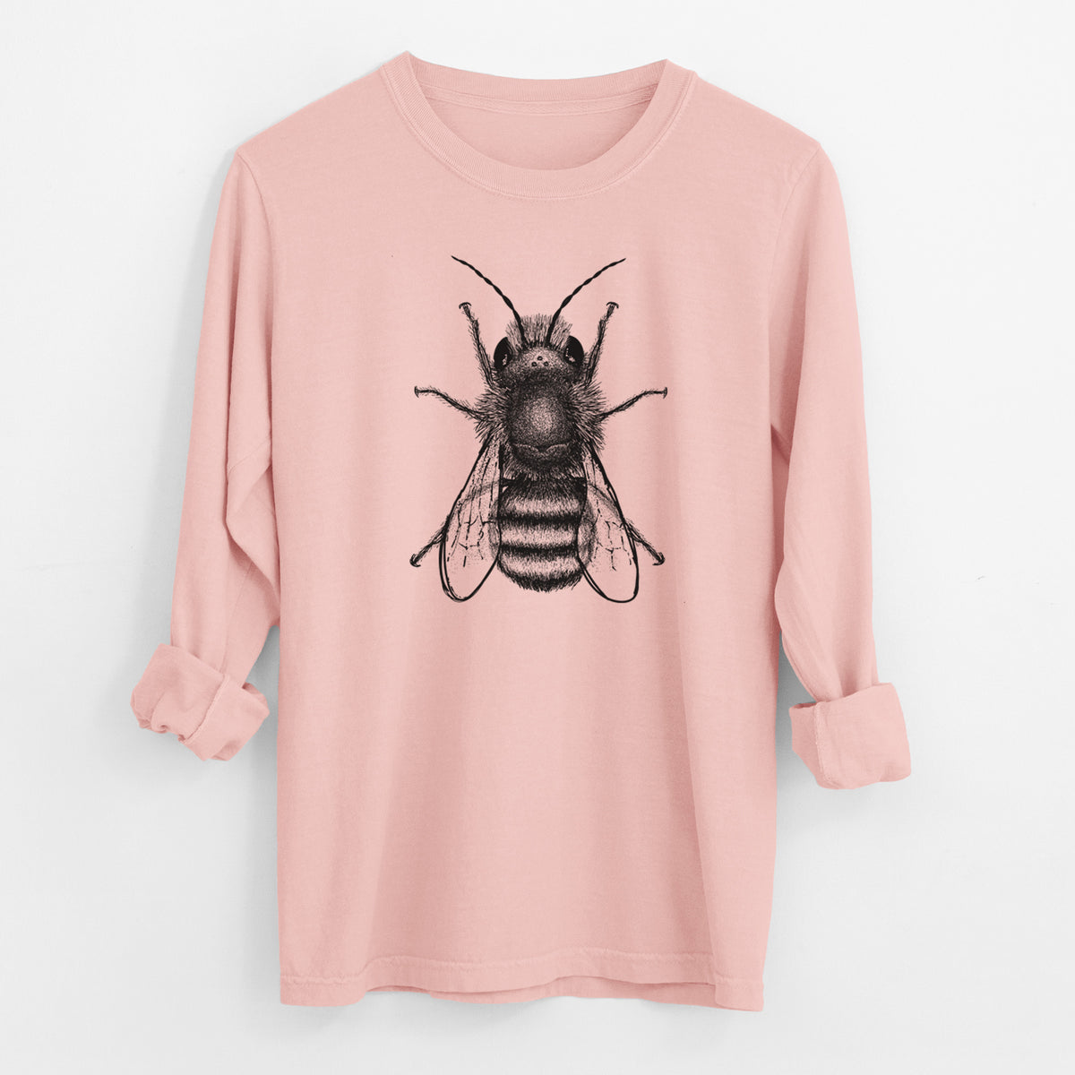 Osmia Bicornis - Red Mason Bee - Men&#39;s Heavyweight 100% Cotton Long Sleeve