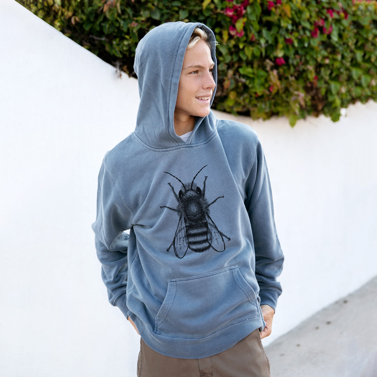 Osmia Bicornis - Red Mason Bee - Youth Pigment Dyed Hoodie